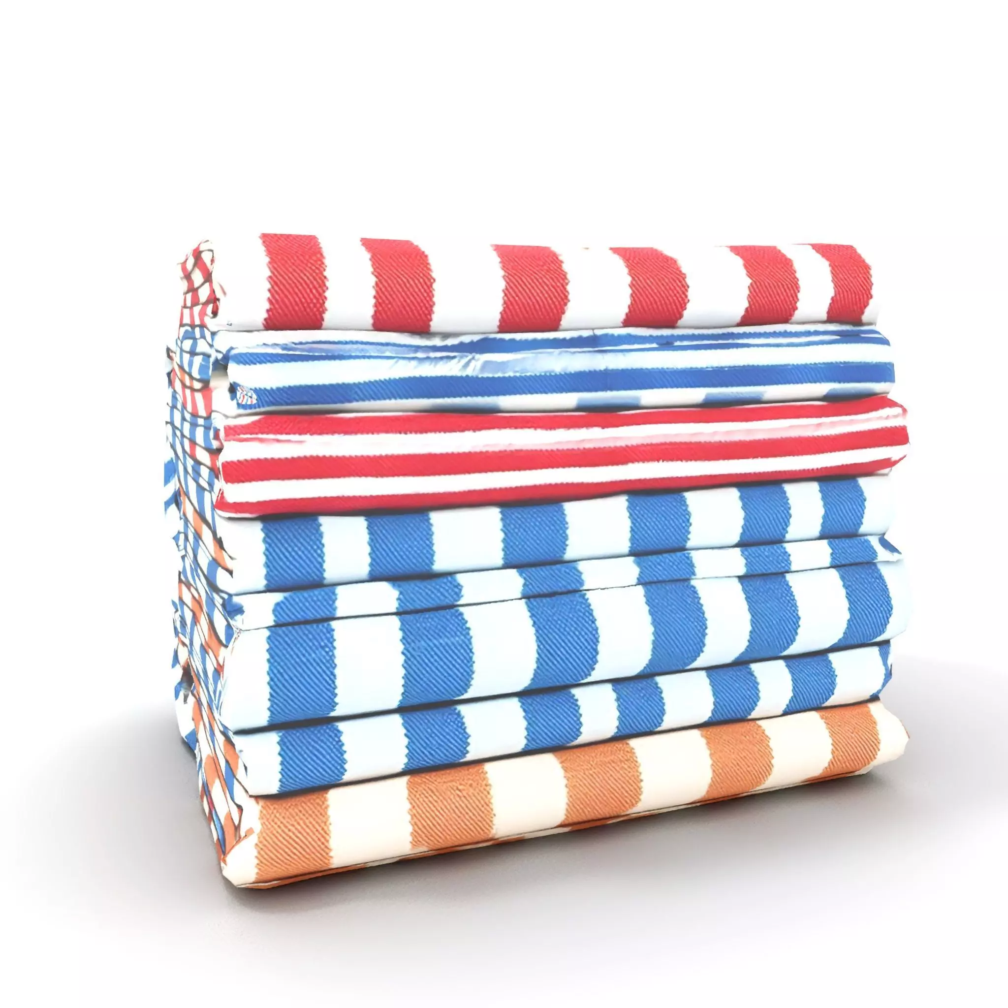 Striped Towel Collection model pack Low-poly 3D model_9