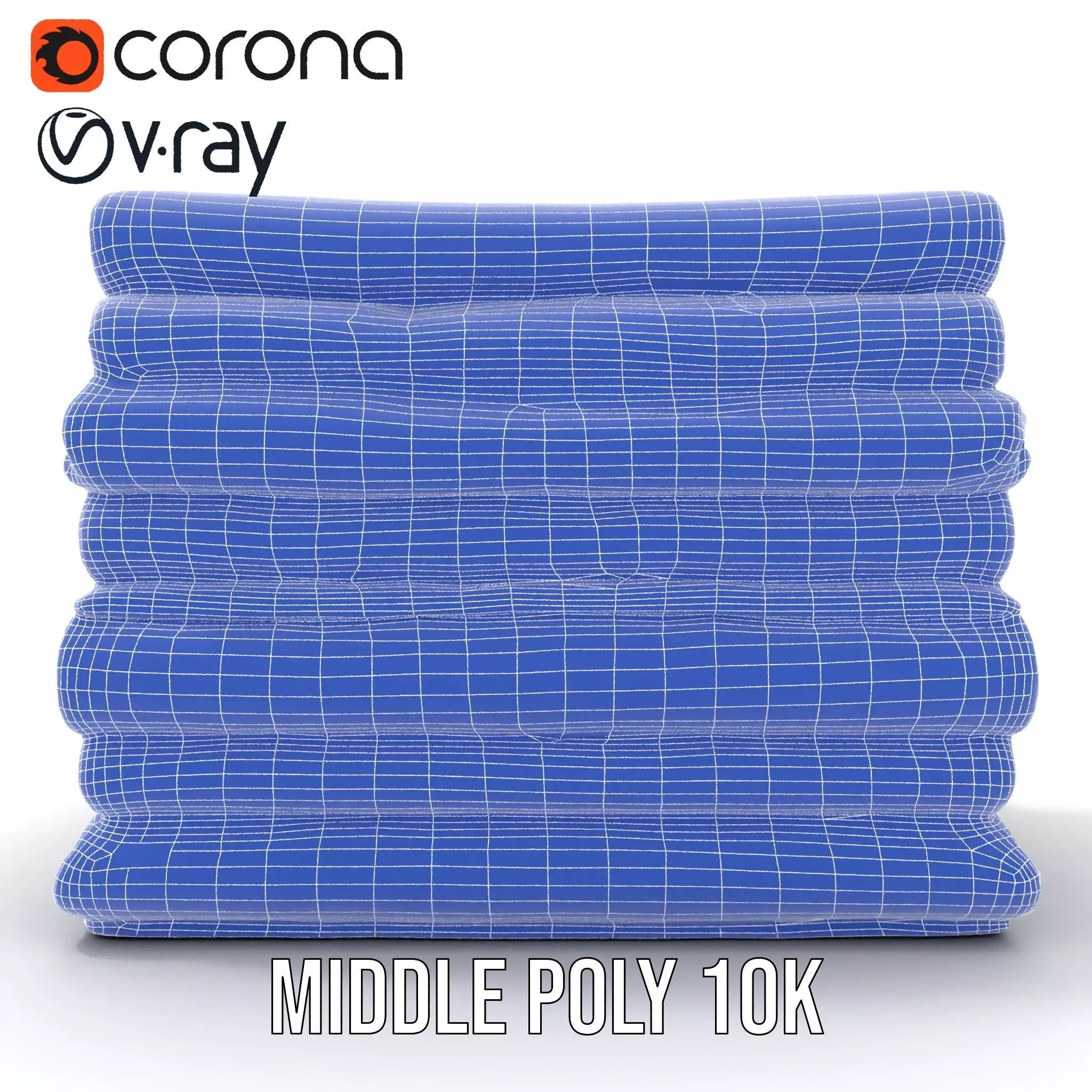 Striped Towel Collection model pack Low-poly 3D model_29
