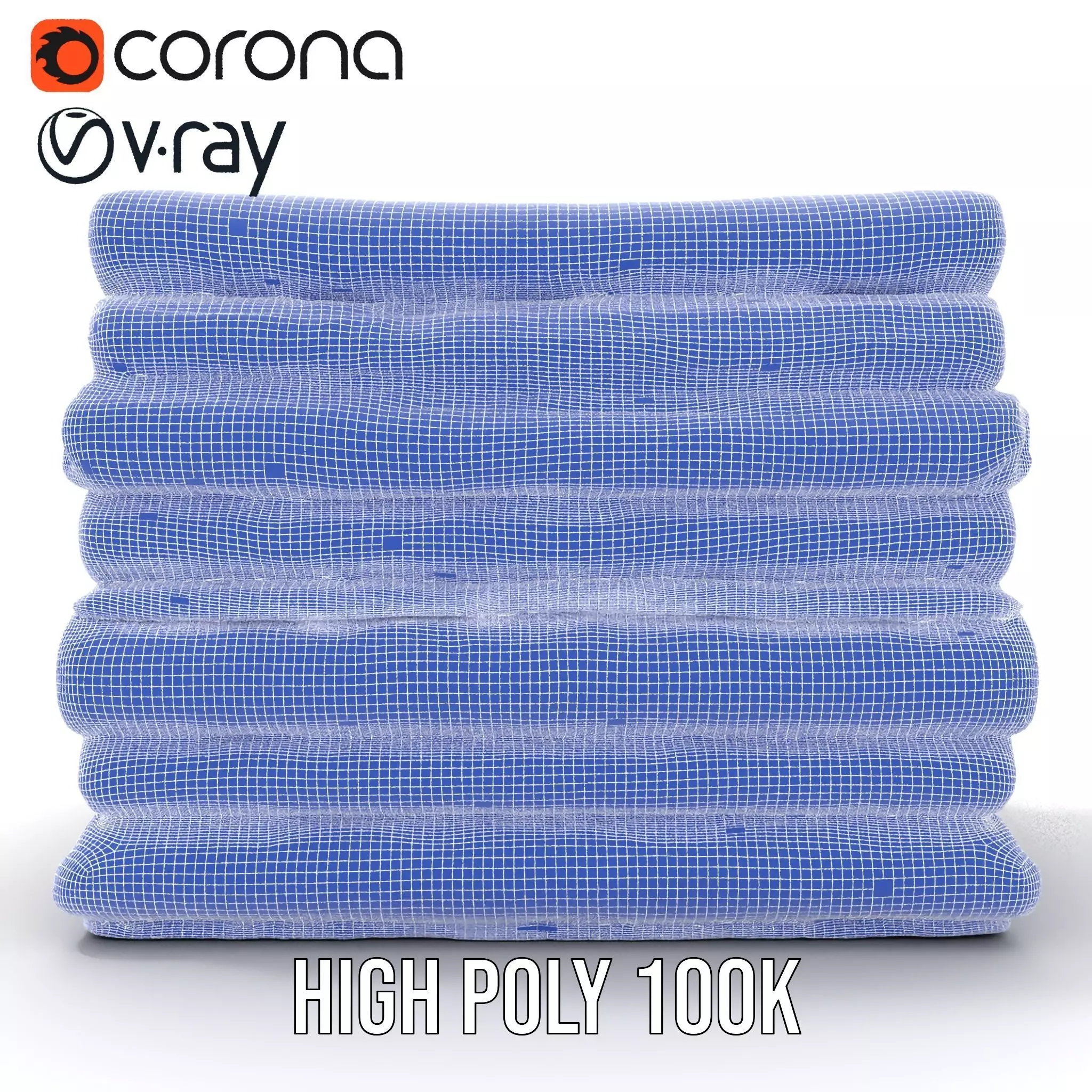 Striped Towel Collection model pack Low-poly 3D model_32