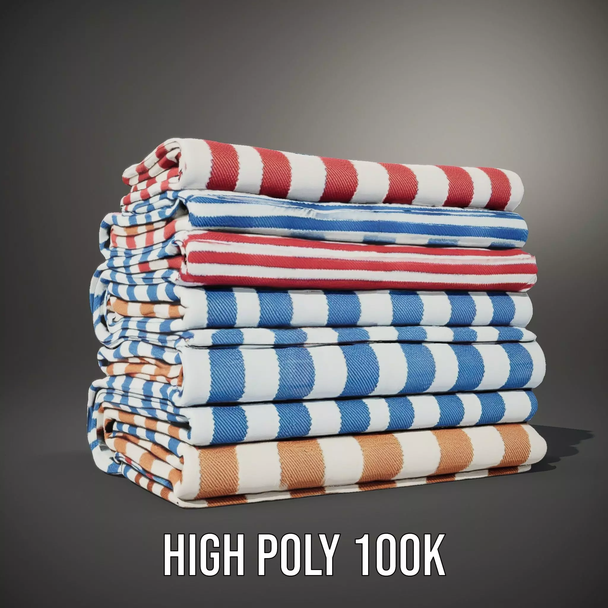Striped Towel Collection model pack Low-poly 3D model_10