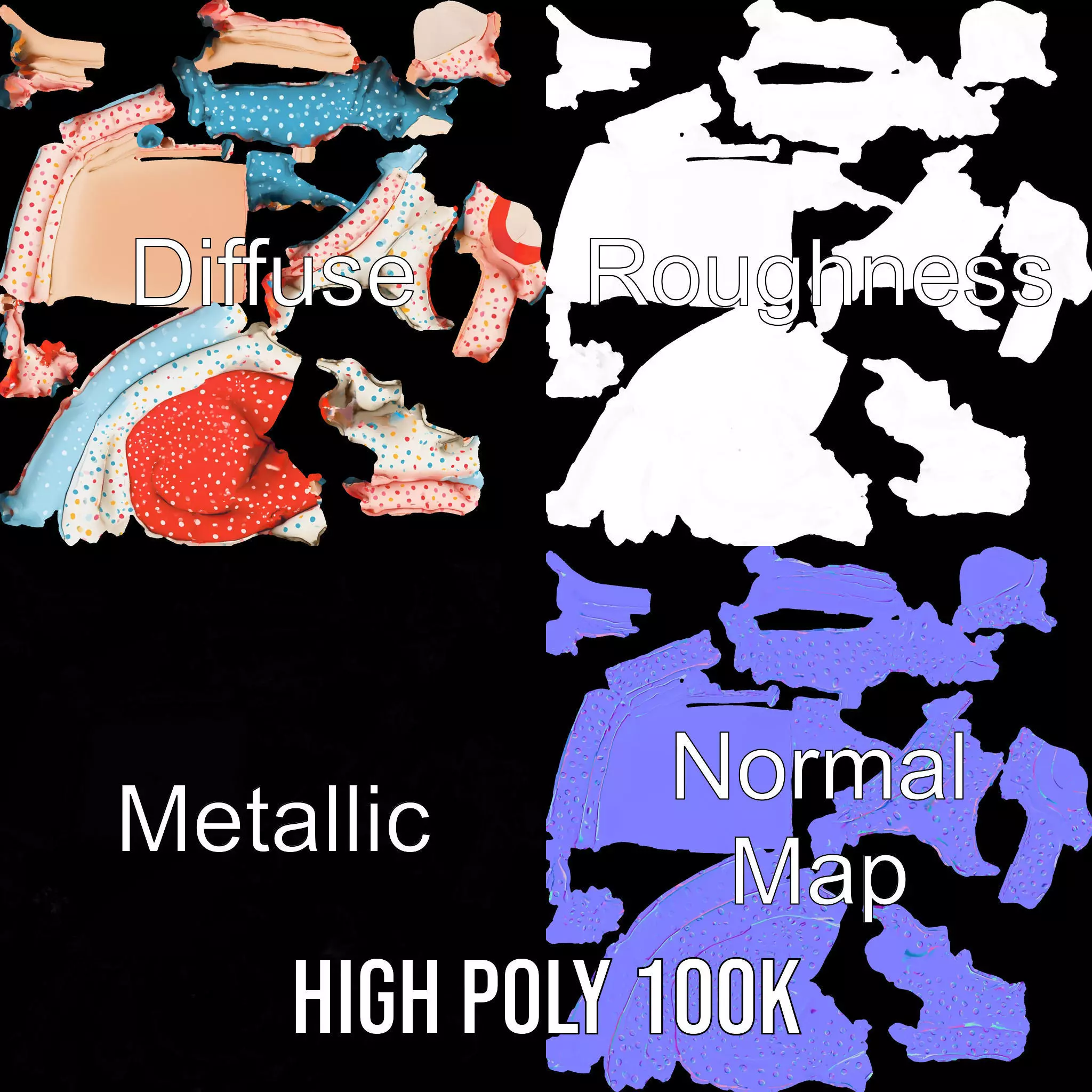 Colorful Polka Dot Fabric model pack Texture_3