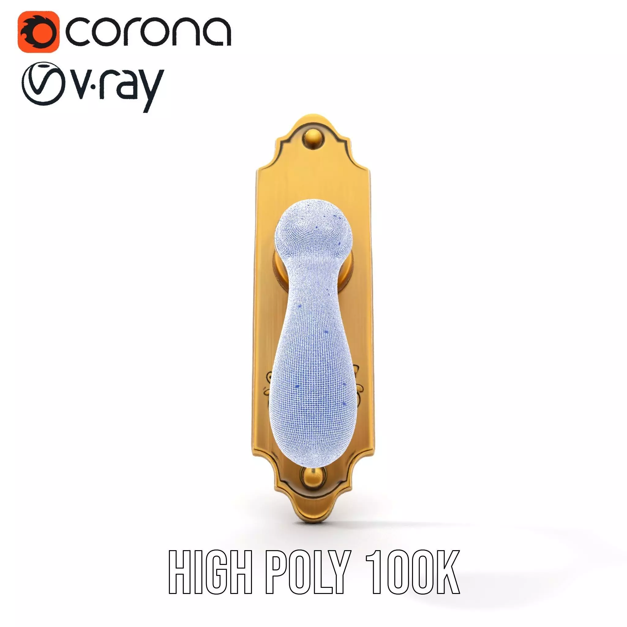 Ornate Brass Door Handle model pack Low-poly 3D model_31