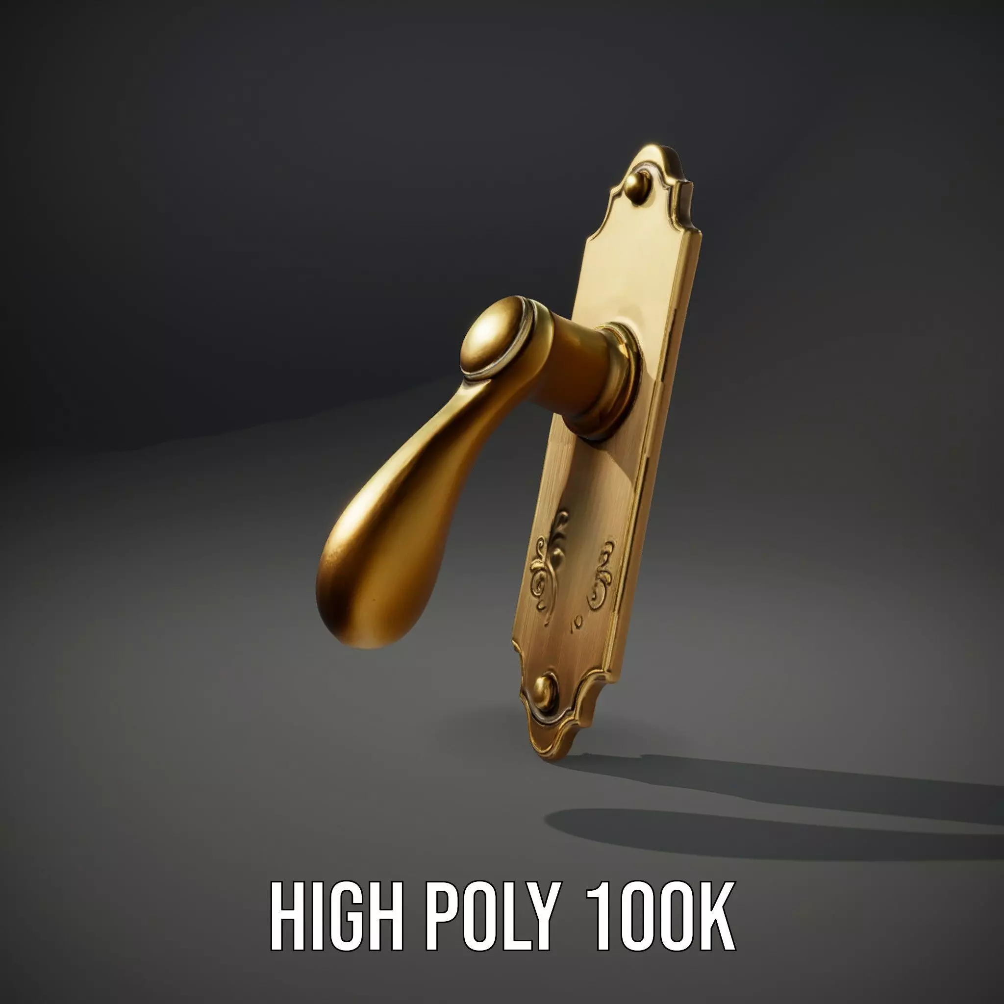 Ornate Brass Door Handle model pack Low-poly 3D model_8