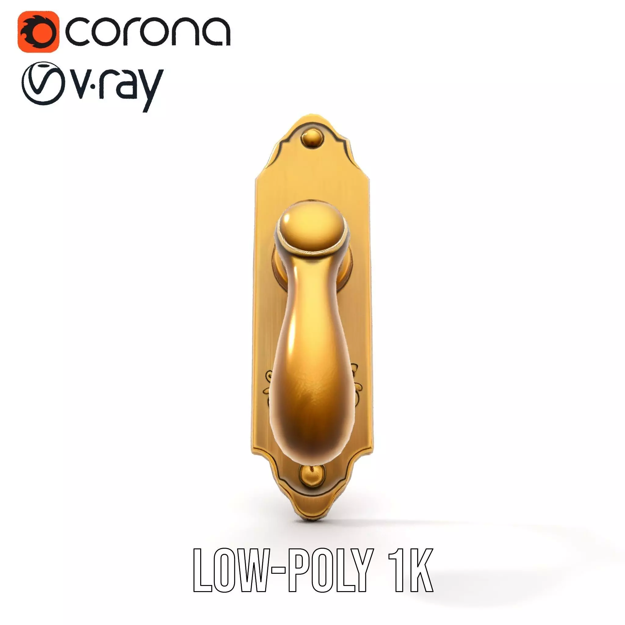 Ornate Brass Door Handle model pack Low-poly 3D model_19