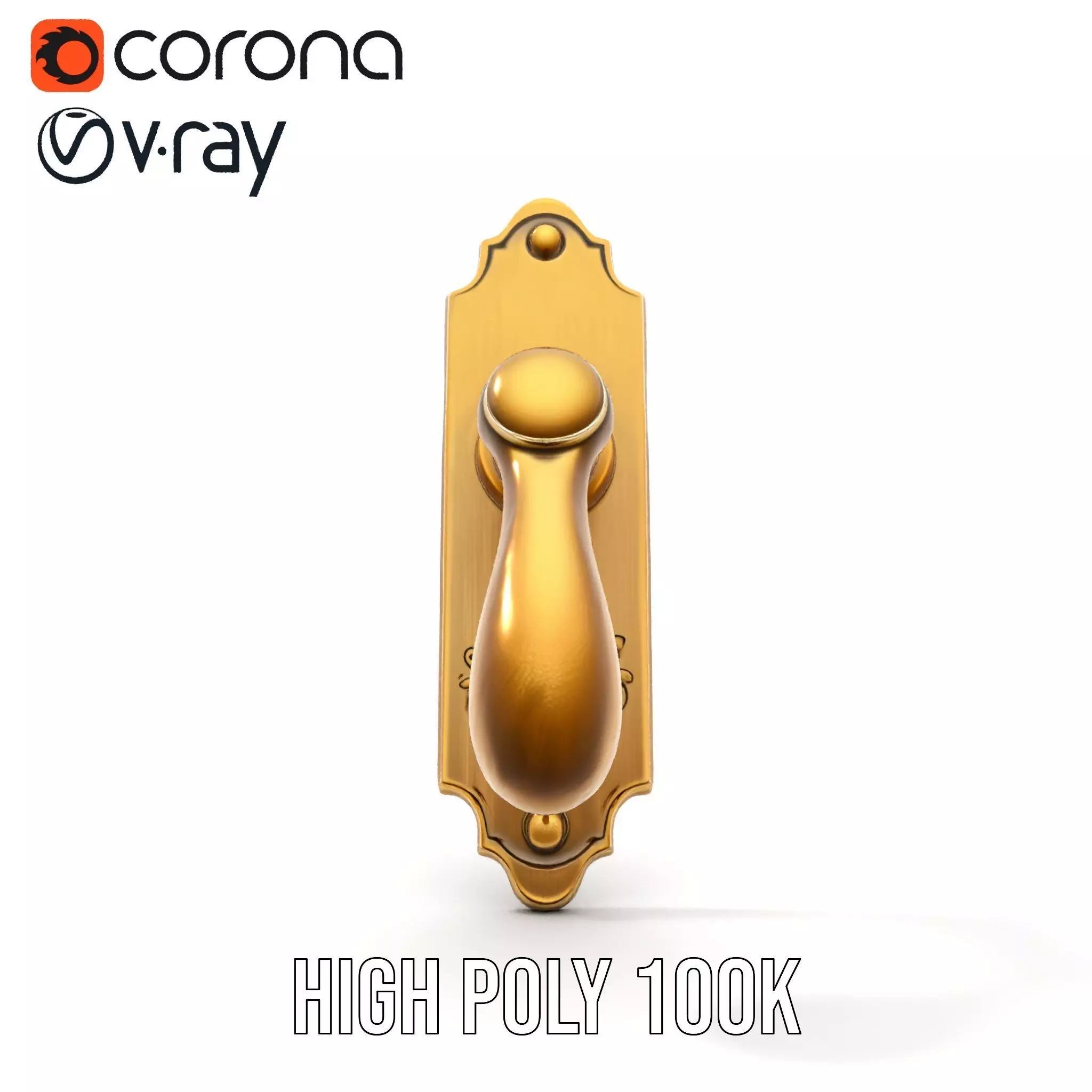 Ornate Brass Door Handle model pack Low-poly 3D model_32