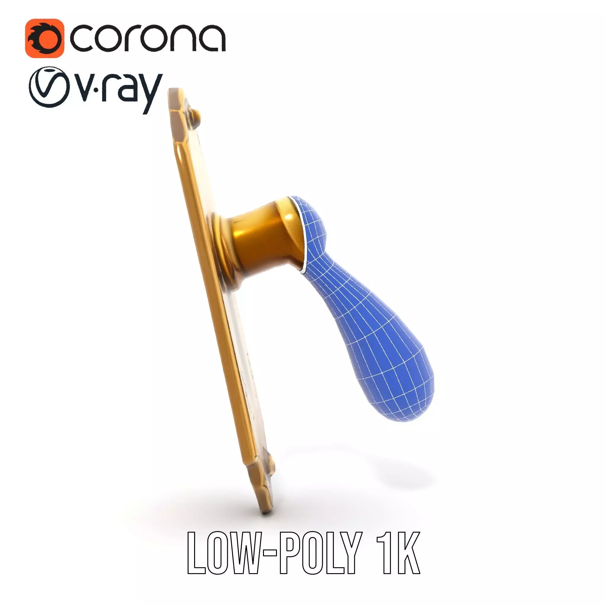 Ornate Brass Door Handle model pack Low-poly 3D model_27