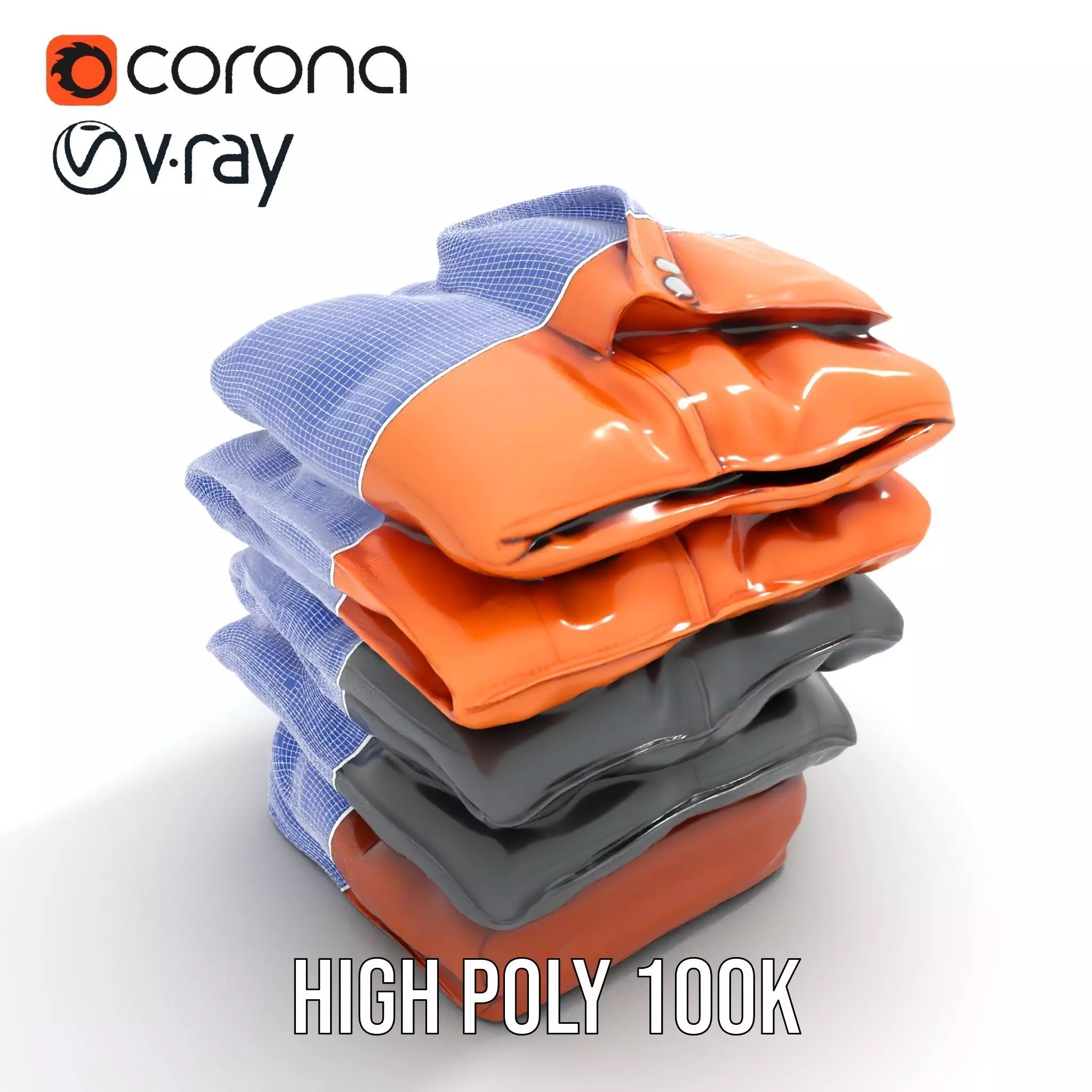 Stacked Leather Cushions model pack Low-poly 3D model_29