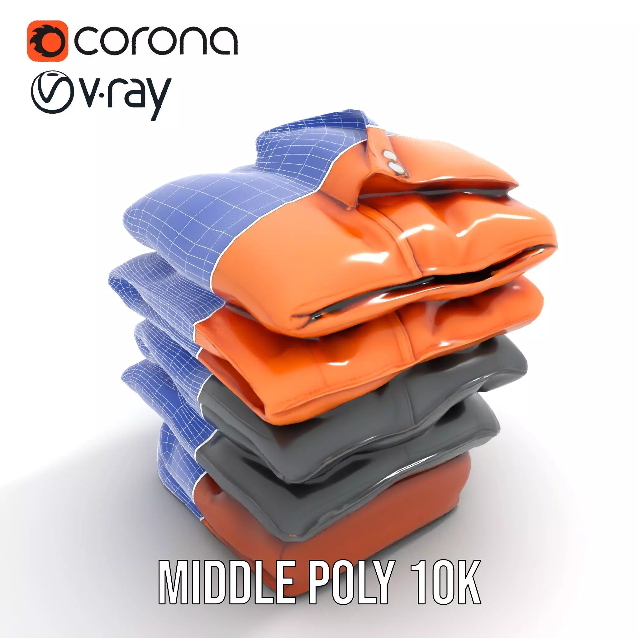 Stacked Leather Cushions model pack Low-poly 3D model_15