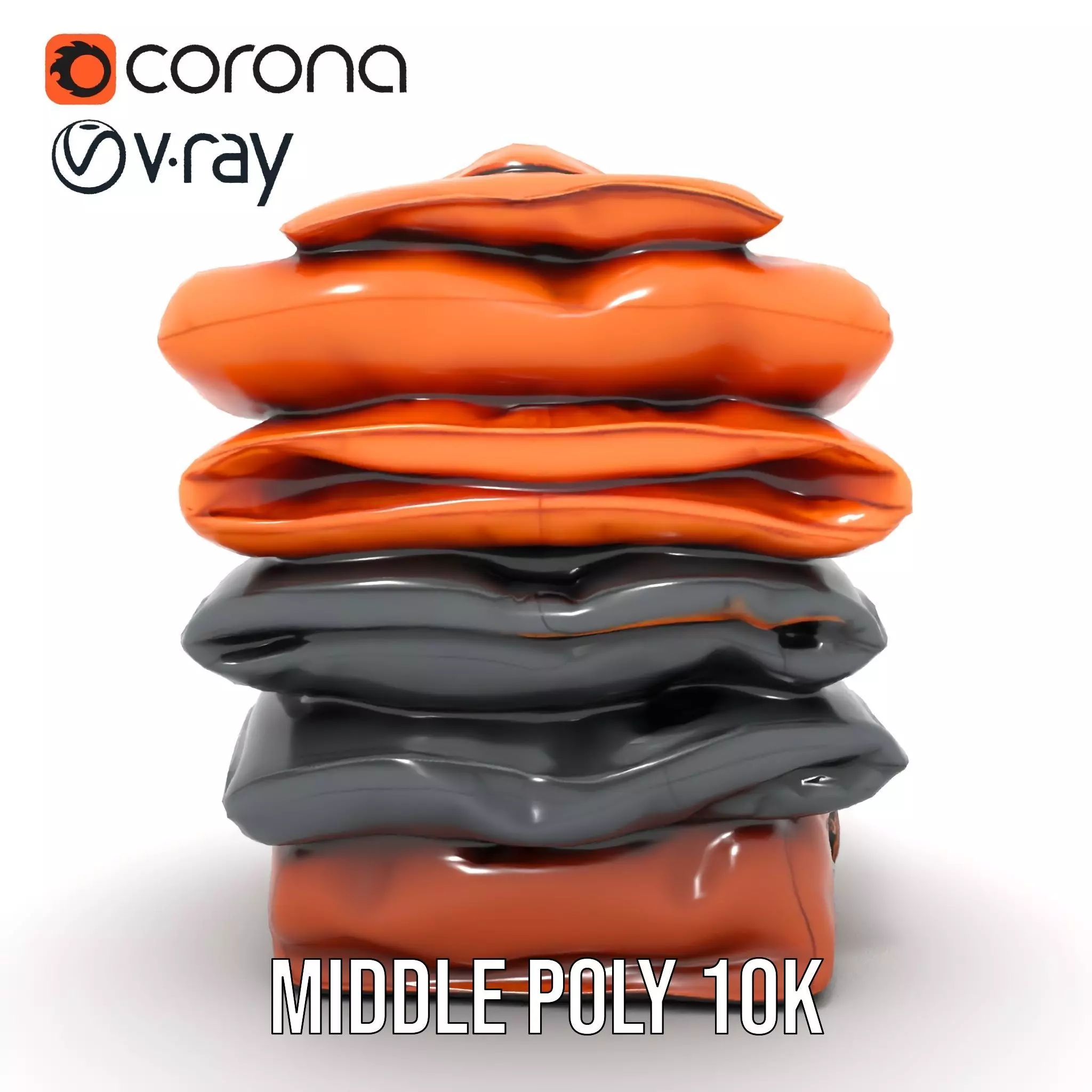 Stacked Leather Cushions model pack Low-poly 3D model_11