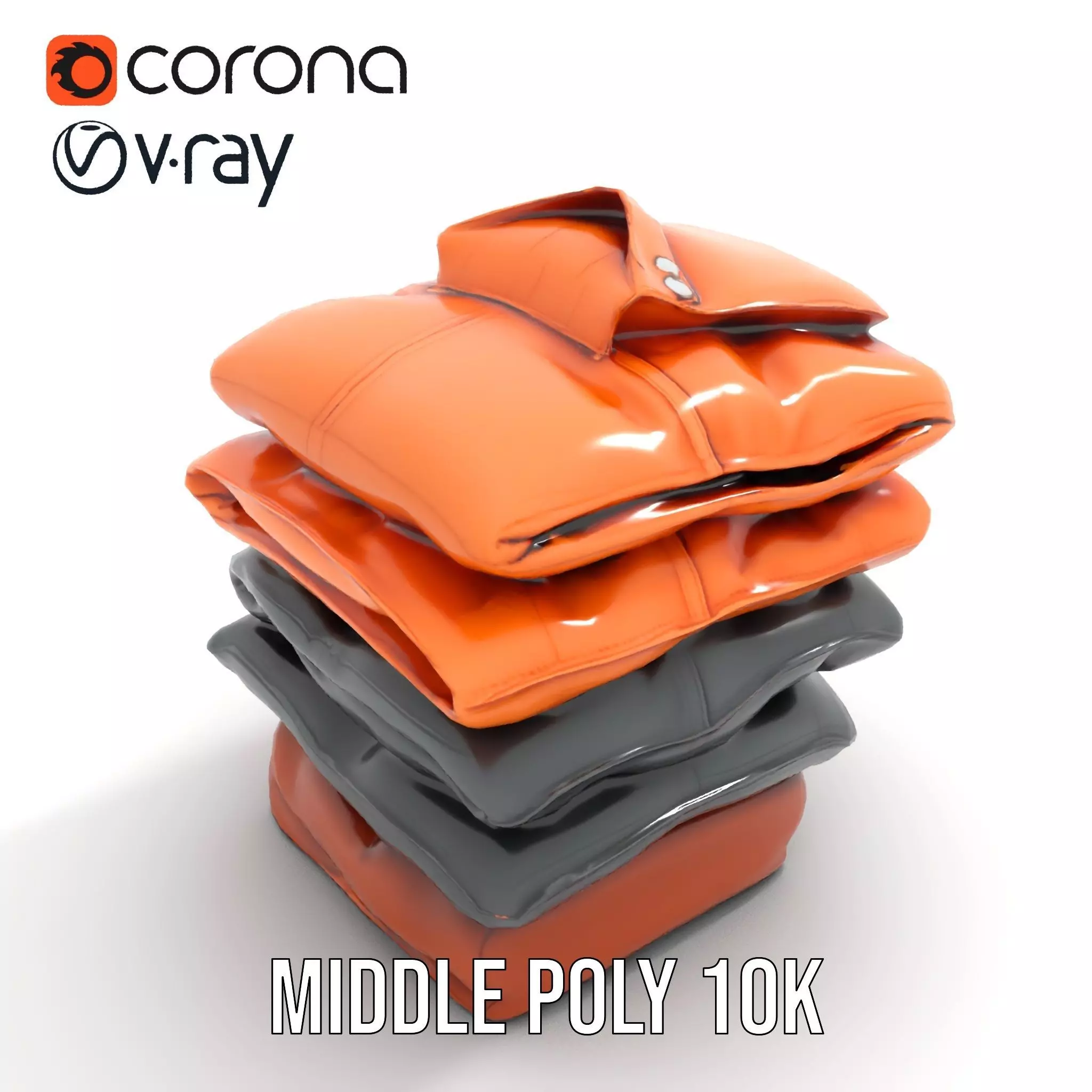 Stacked Leather Cushions model pack Low-poly 3D model_6