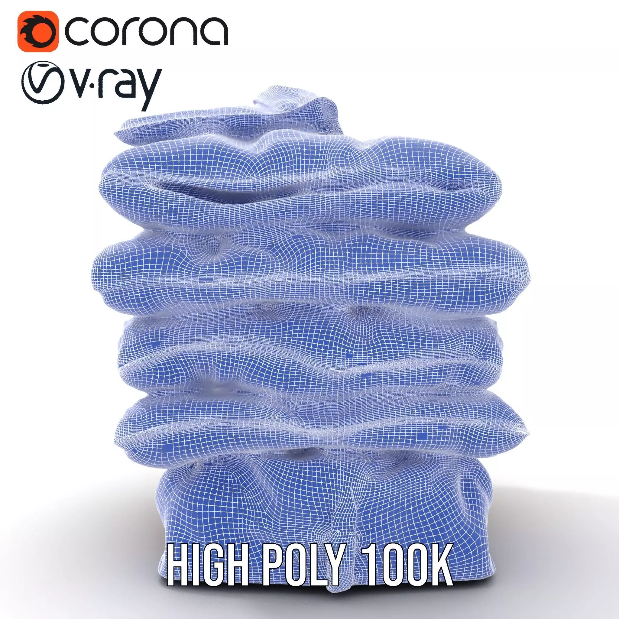 Stacked Leather Cushions model pack Low-poly 3D model_33