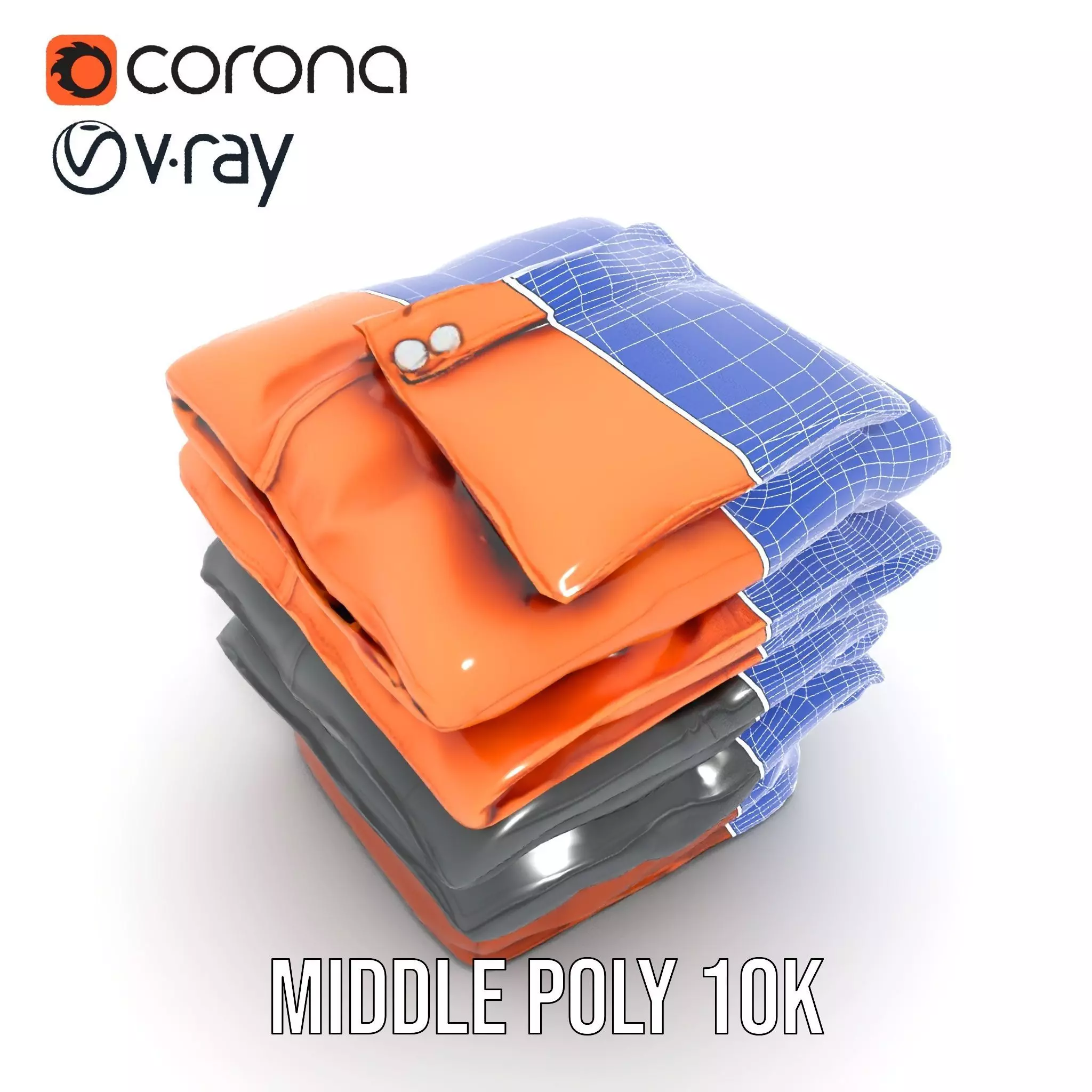 Stacked Leather Cushions model pack Low-poly 3D model_24