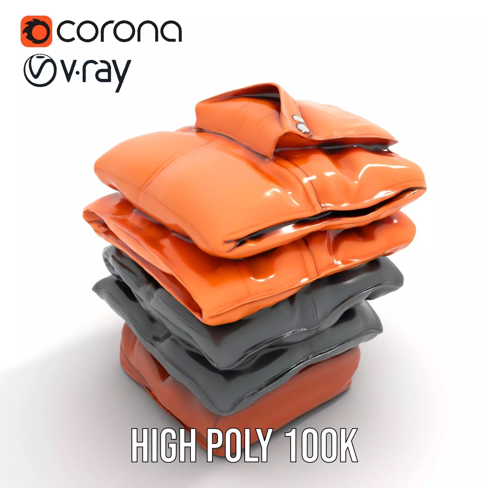 Stacked Leather Cushions model pack Low-poly 3D model_26