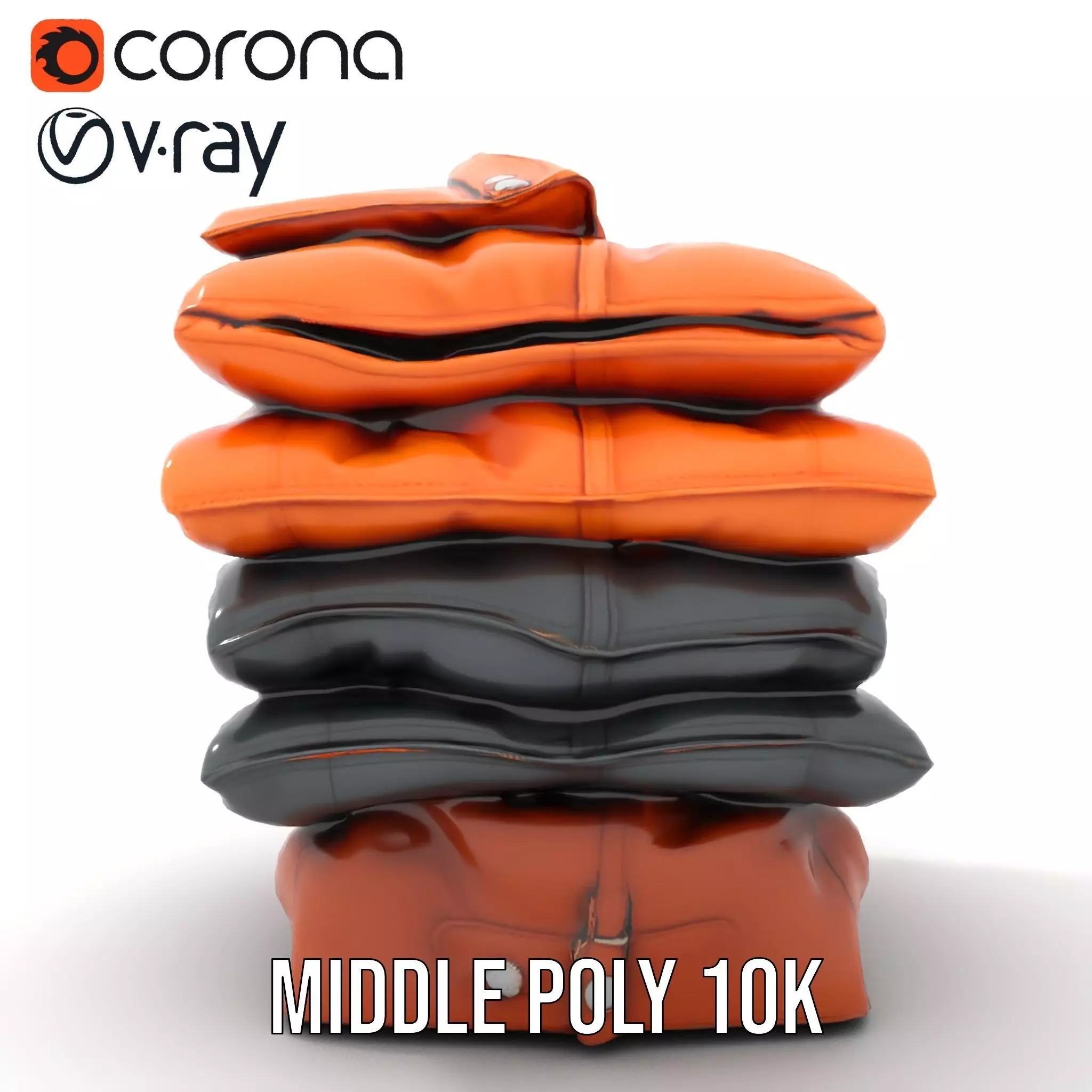 Stacked Leather Cushions model pack Low-poly 3D model_18