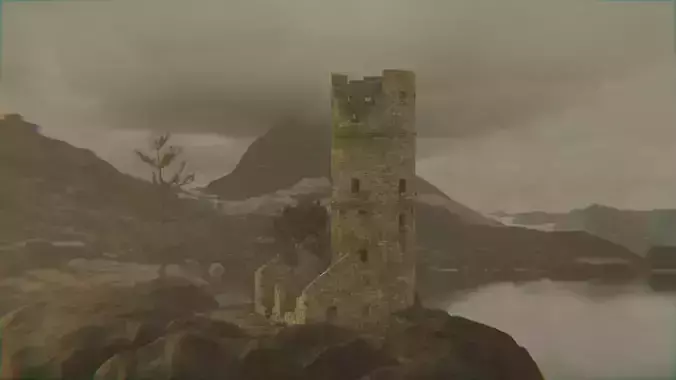 Low Poly Ruined Medieval Tower  Game Ready 3D Asset