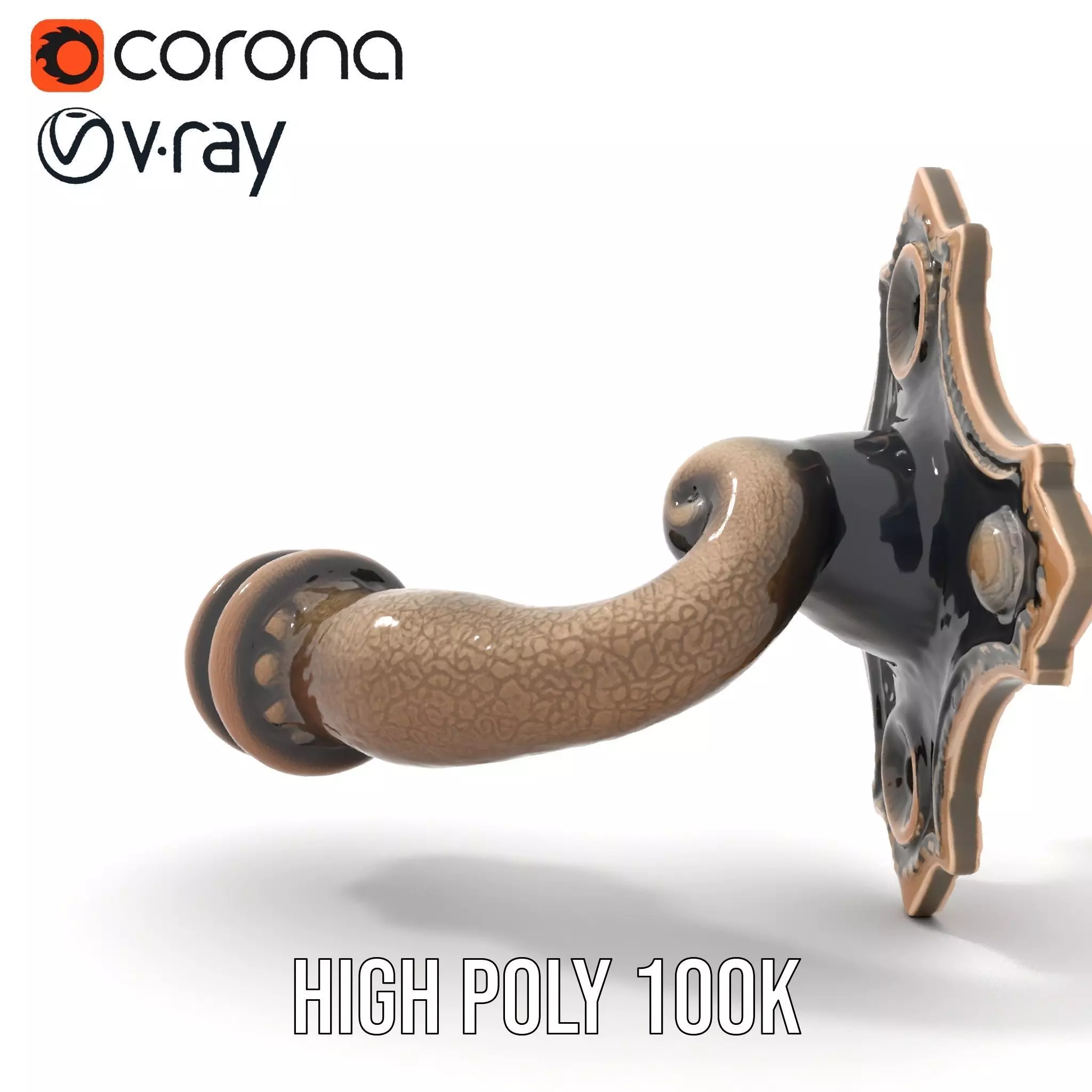 Ornate Bronze Handle model pack Low-poly 3D model_32