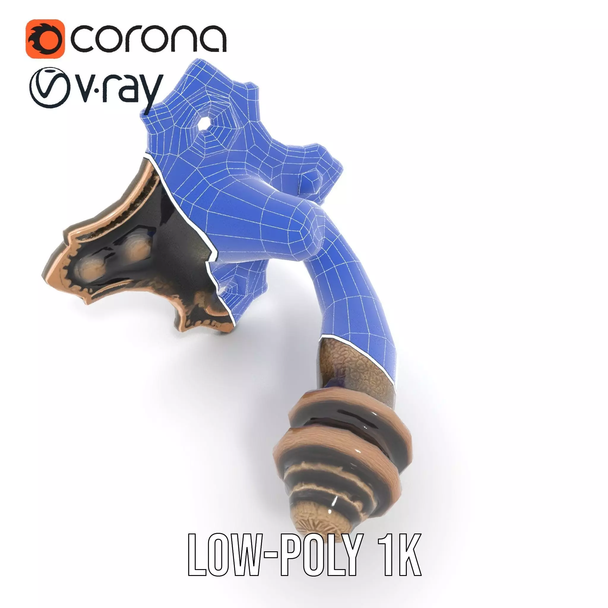Ornate Bronze Handle model pack Low-poly 3D model_14