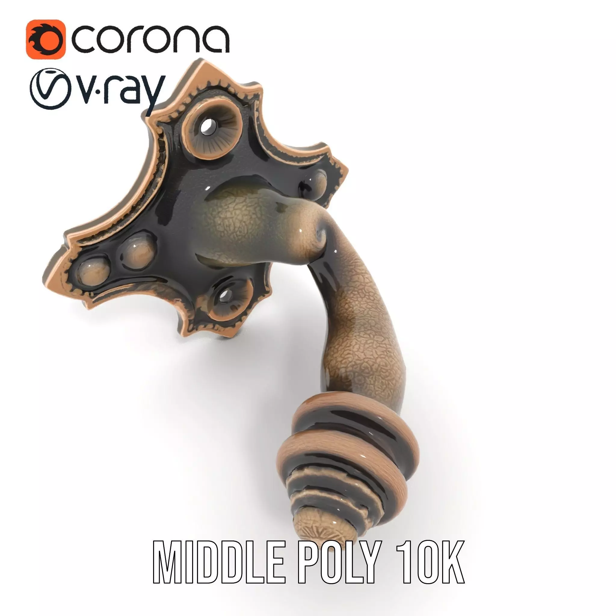 Ornate Bronze Handle model pack Low-poly 3D model_21
