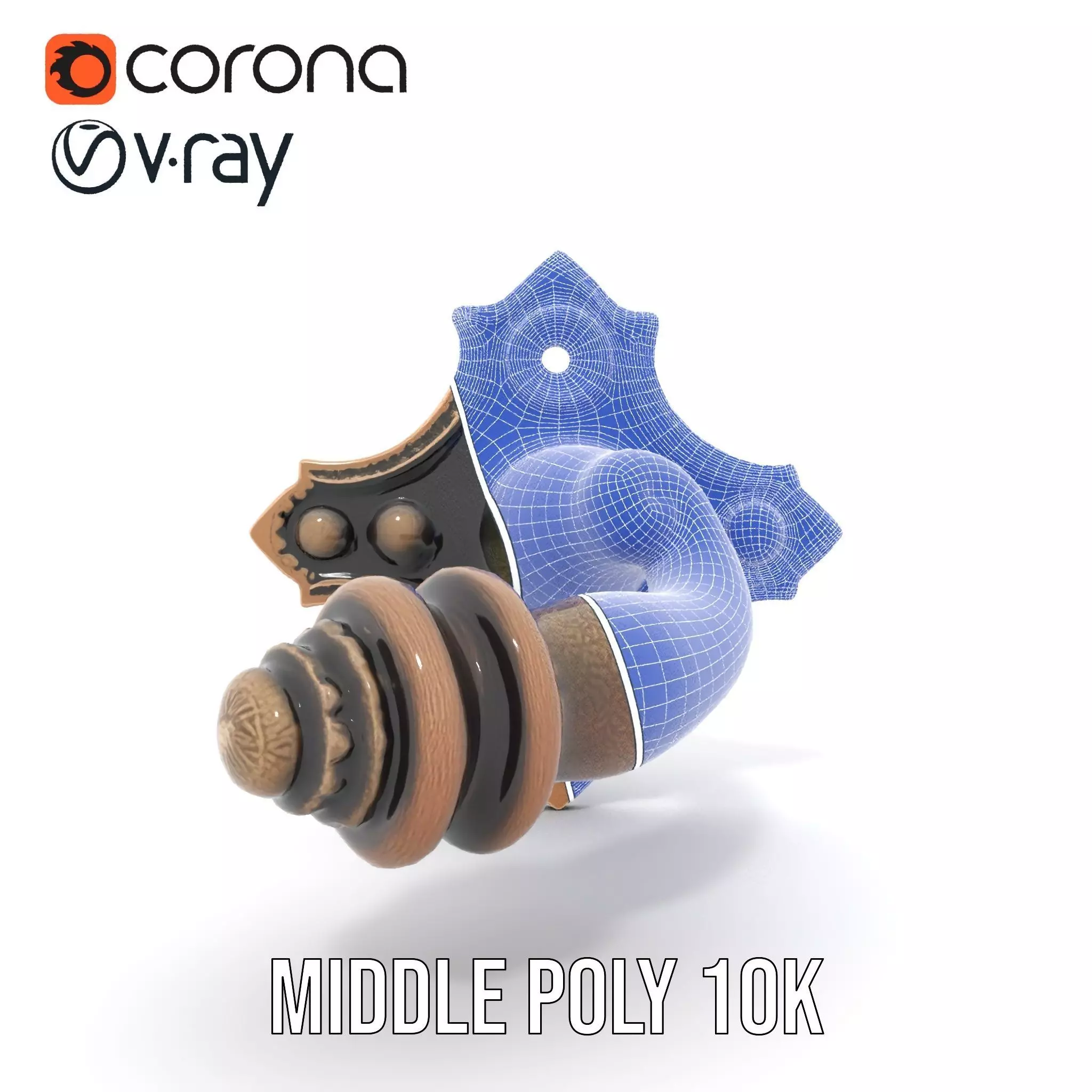 Ornate Bronze Handle model pack Low-poly 3D model_30