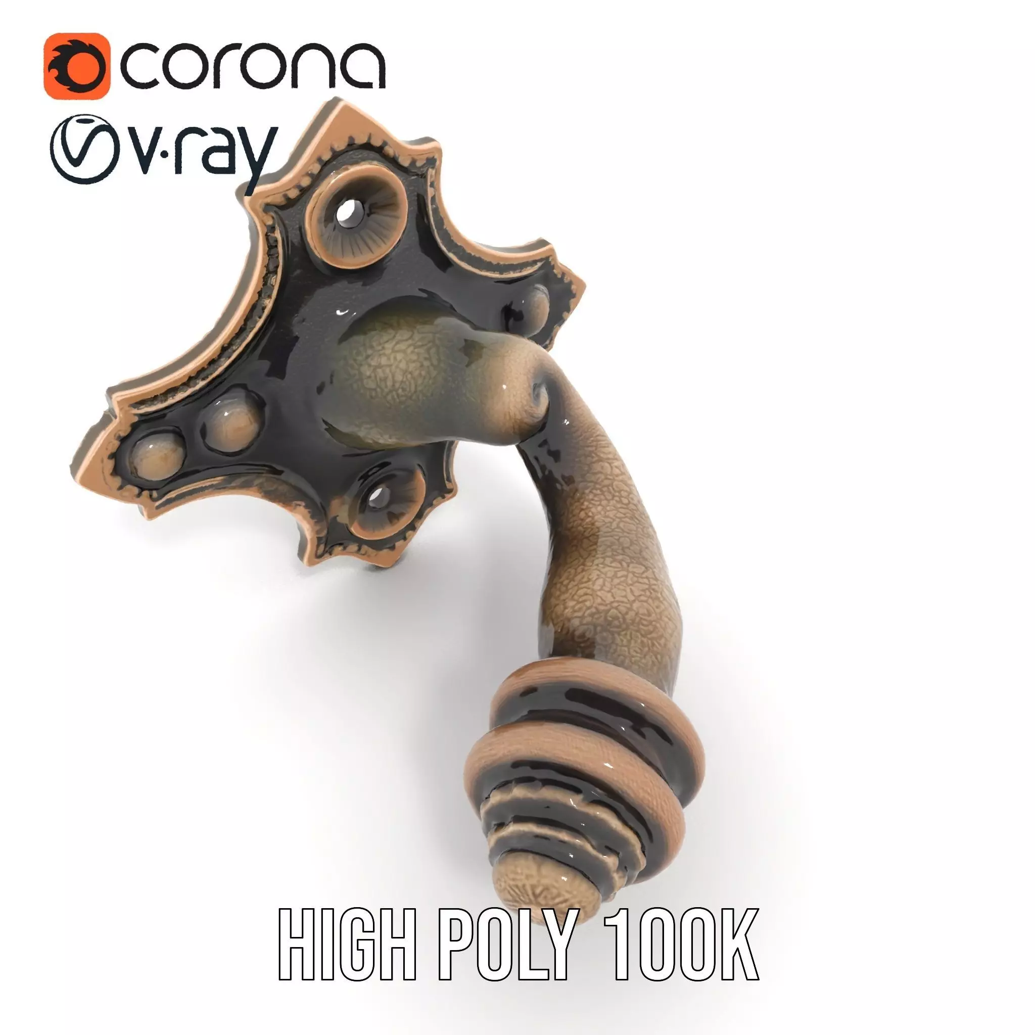 Ornate Bronze Handle model pack Low-poly 3D model_29