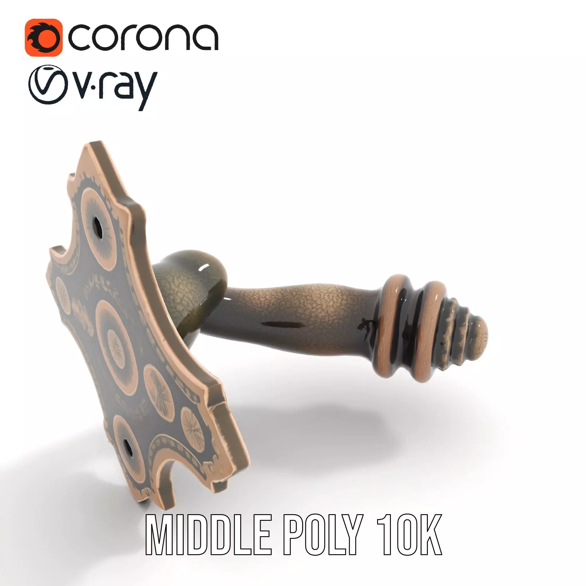 Ornate Bronze Handle model pack Low-poly 3D model_24
