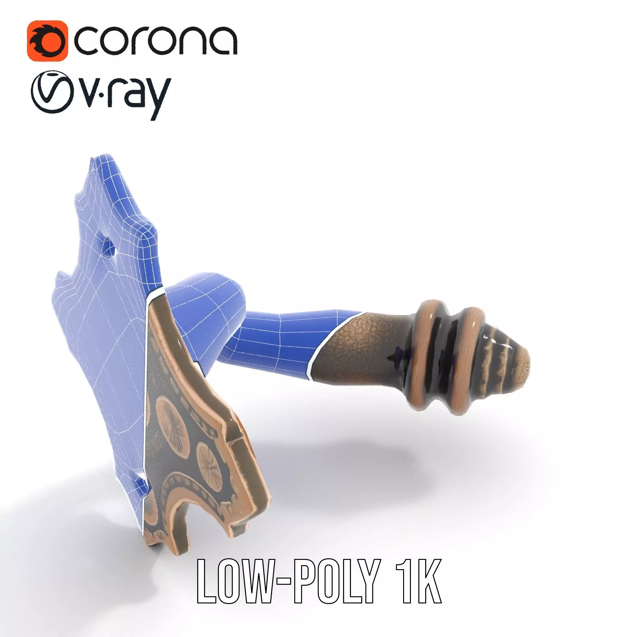 Ornate Bronze Handle model pack Low-poly 3D model_28