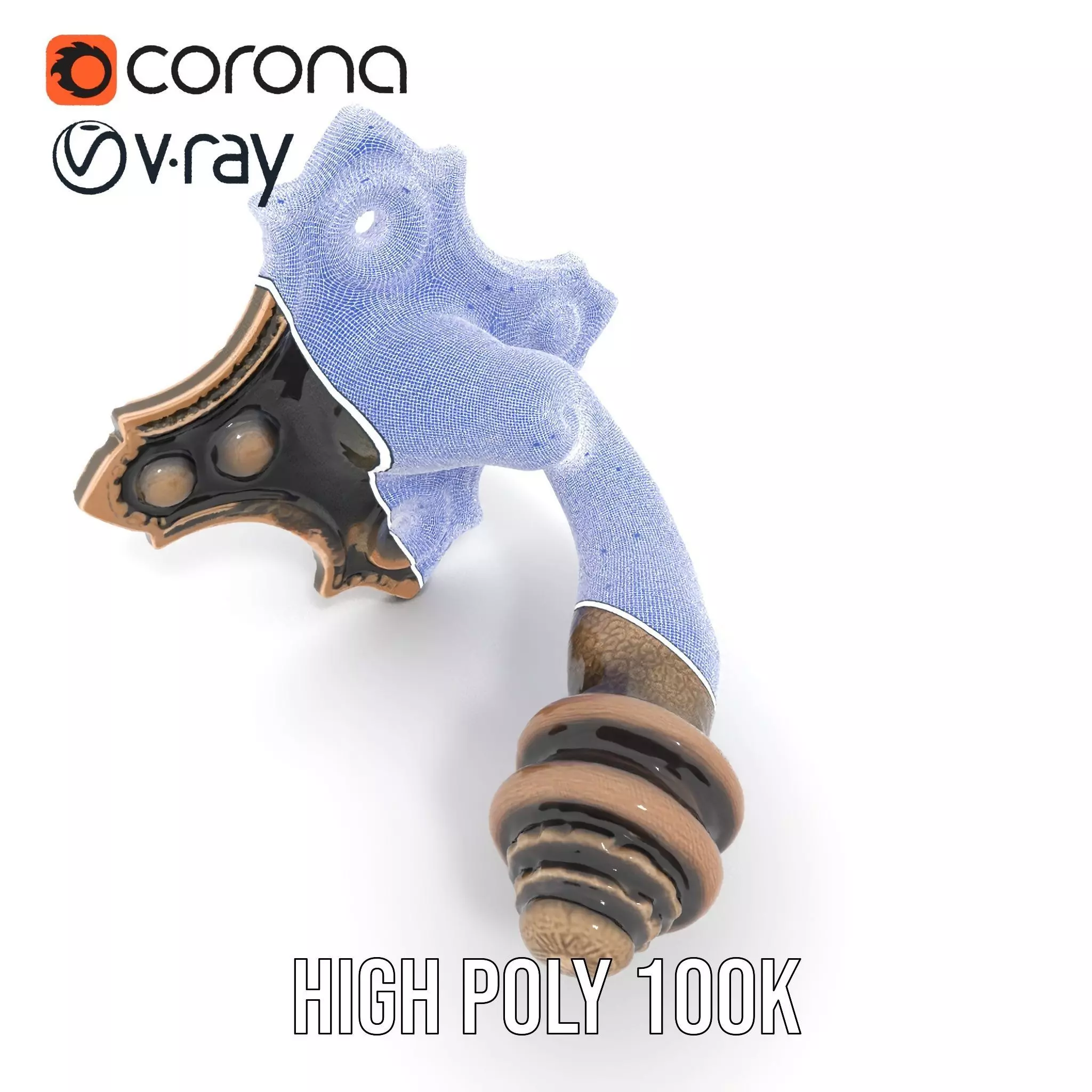 Ornate Bronze Handle model pack Low-poly 3D model_33