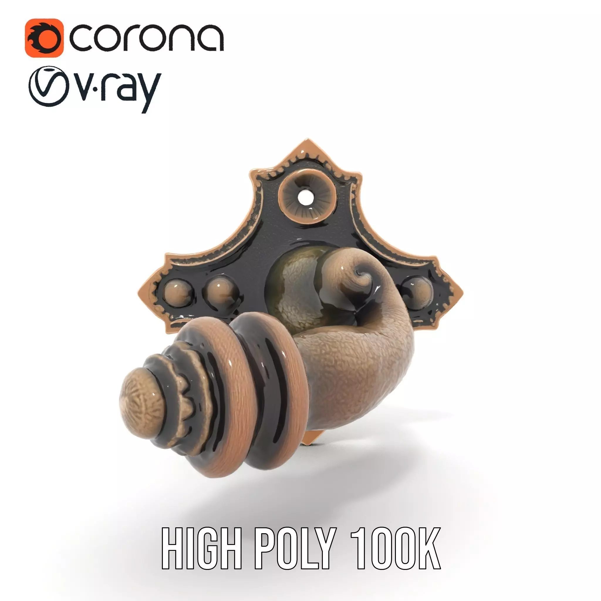 Ornate Bronze Handle model pack Low-poly 3D model_20