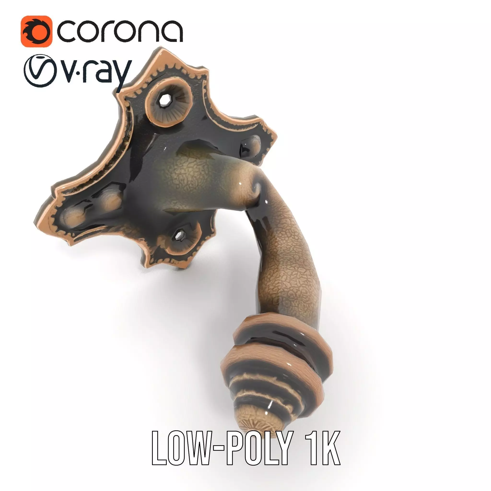 Ornate Bronze Handle model pack Low-poly 3D model_9