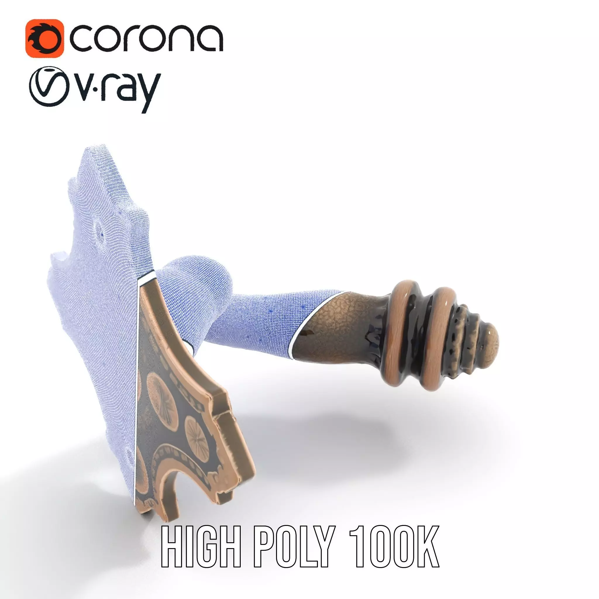 Ornate Bronze Handle model pack Low-poly 3D model_17