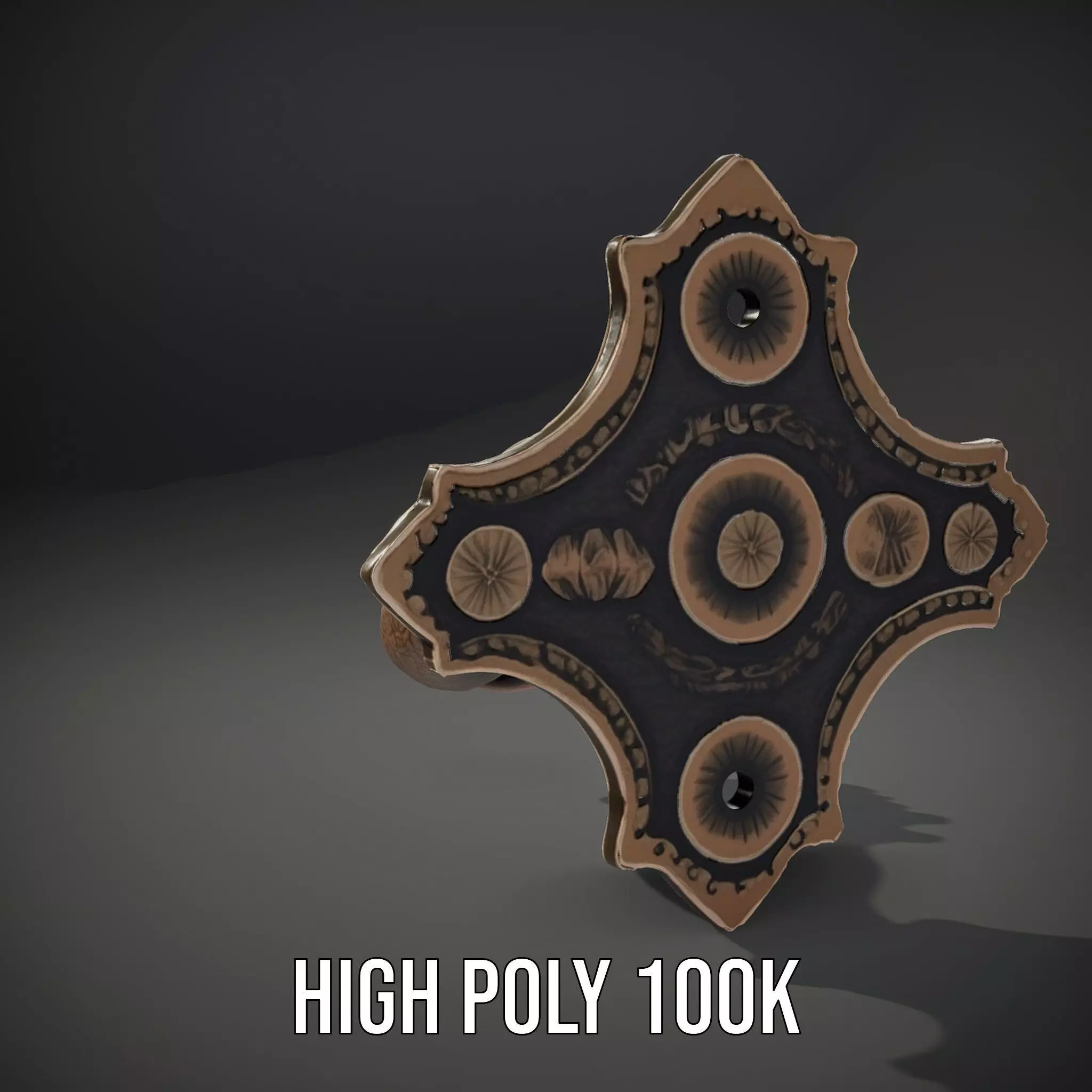 Ornate Bronze Handle model pack Low-poly 3D model_8