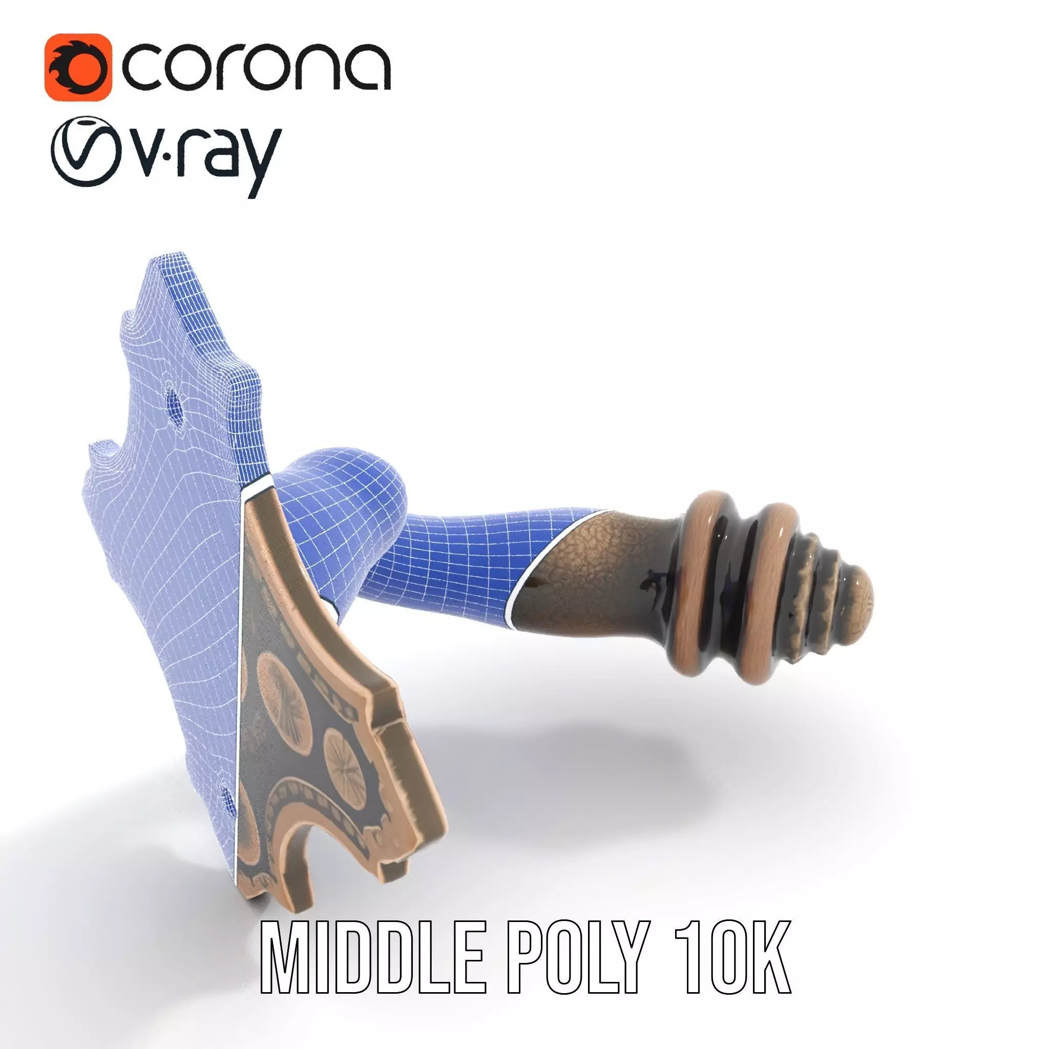 Ornate Bronze Handle model pack Low-poly 3D model_6