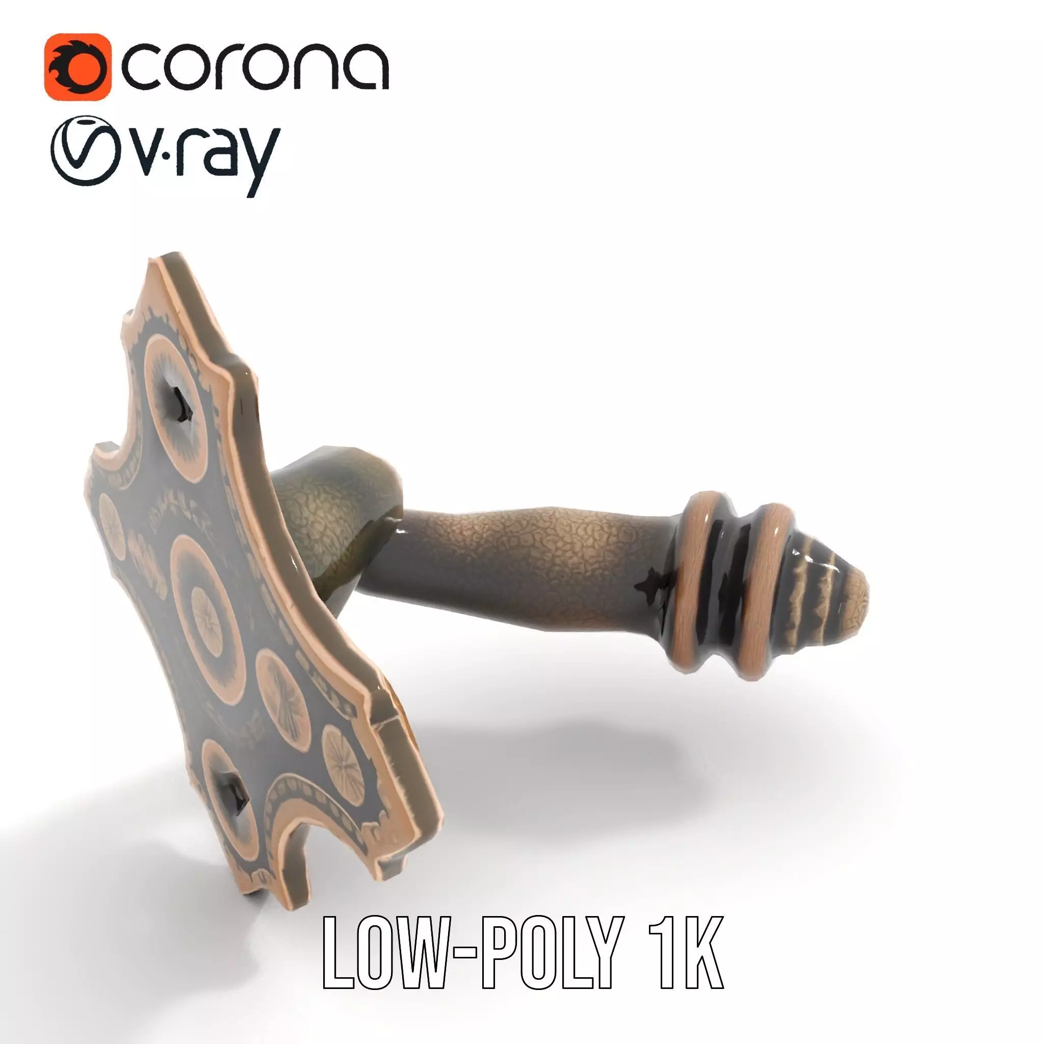 Ornate Bronze Handle model pack Low-poly 3D model_12