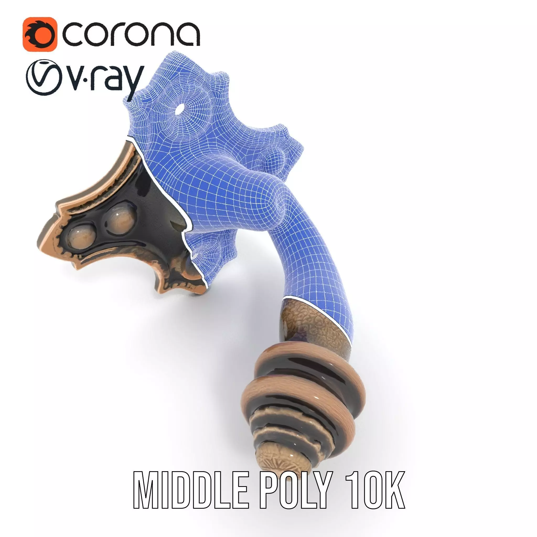 Ornate Bronze Handle model pack Low-poly 3D model_11