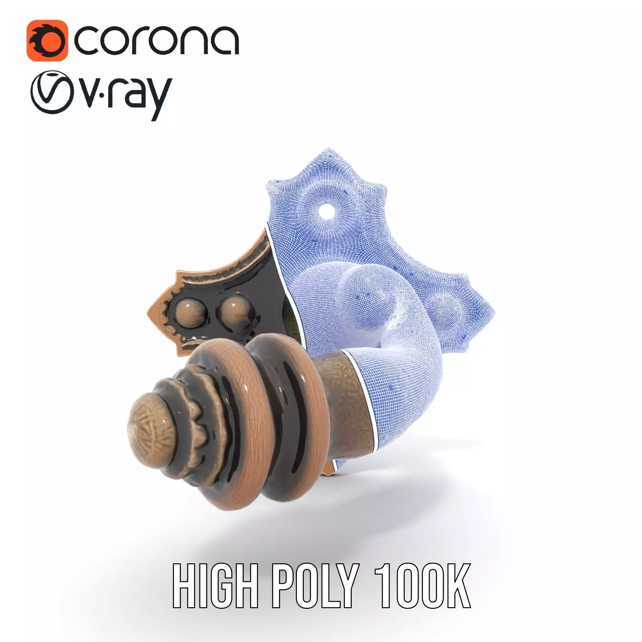 Ornate Bronze Handle model pack Low-poly 3D model_34