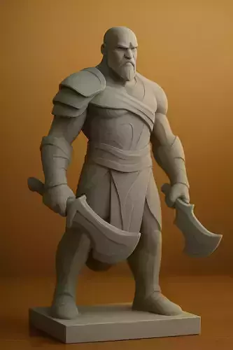 Kratos Statue 3D Model for 3D Printing - God of War Sculpture