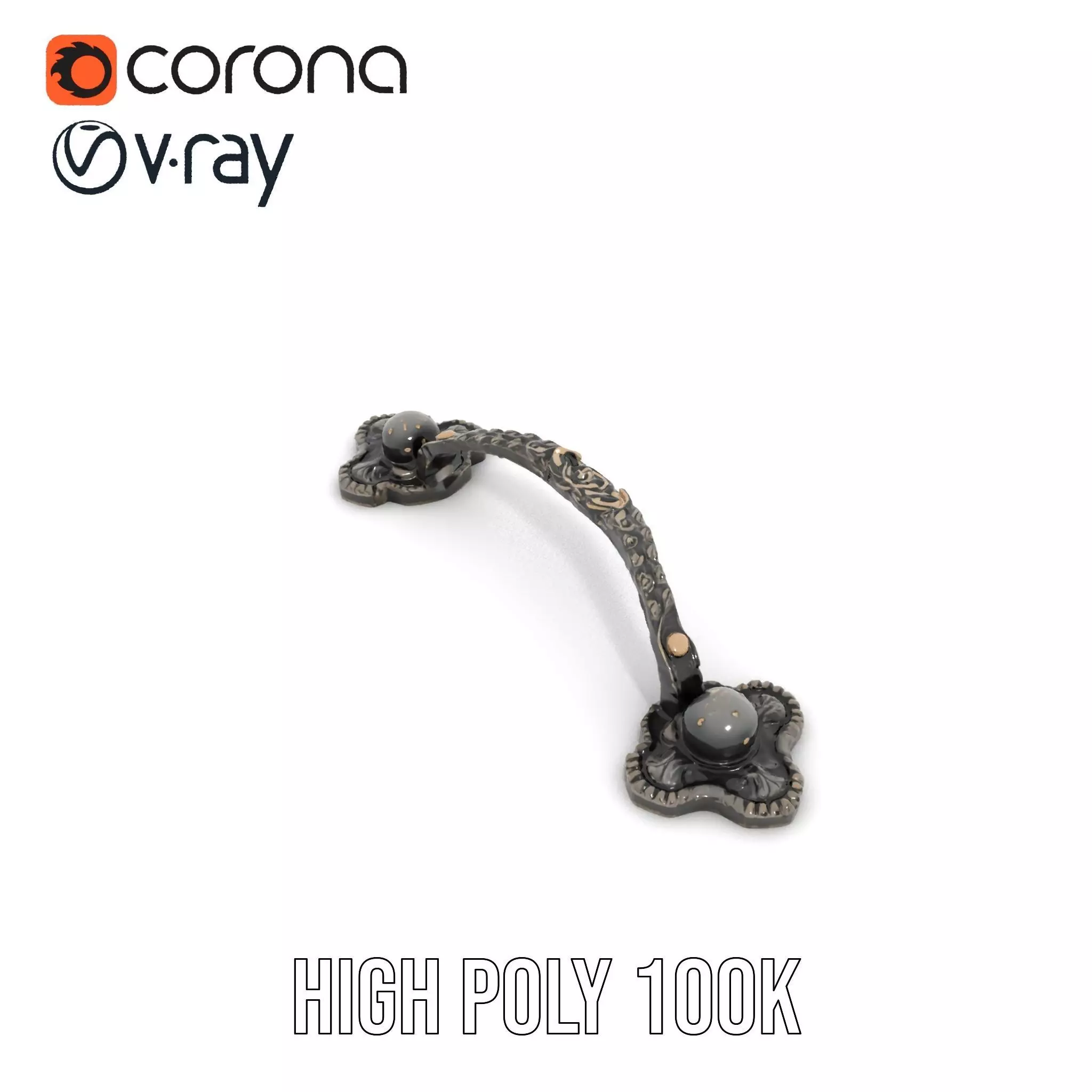 Antique Iron Handle model pack Low-poly 3D model_20