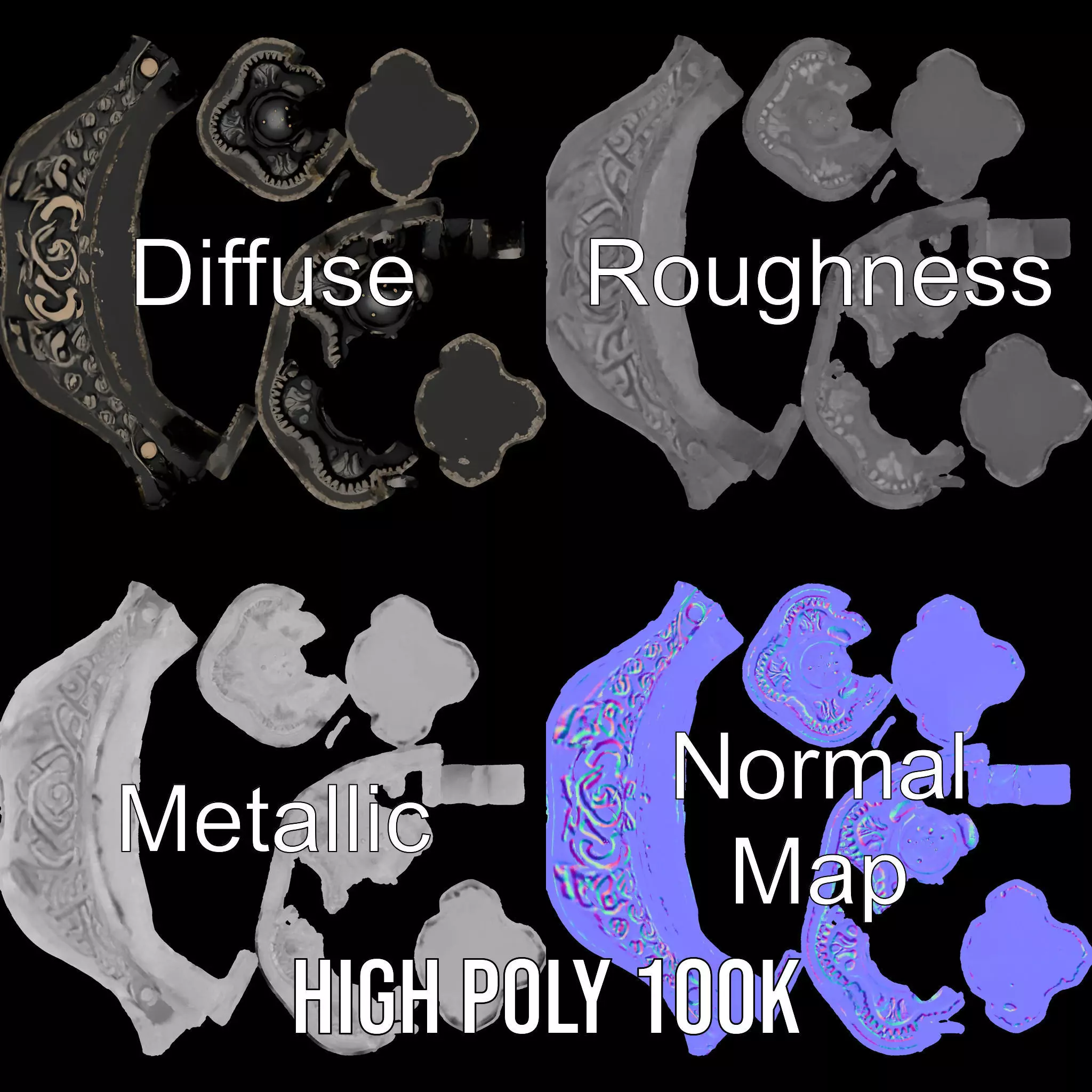 Antique Iron Handle model pack Low-poly 3D model_3