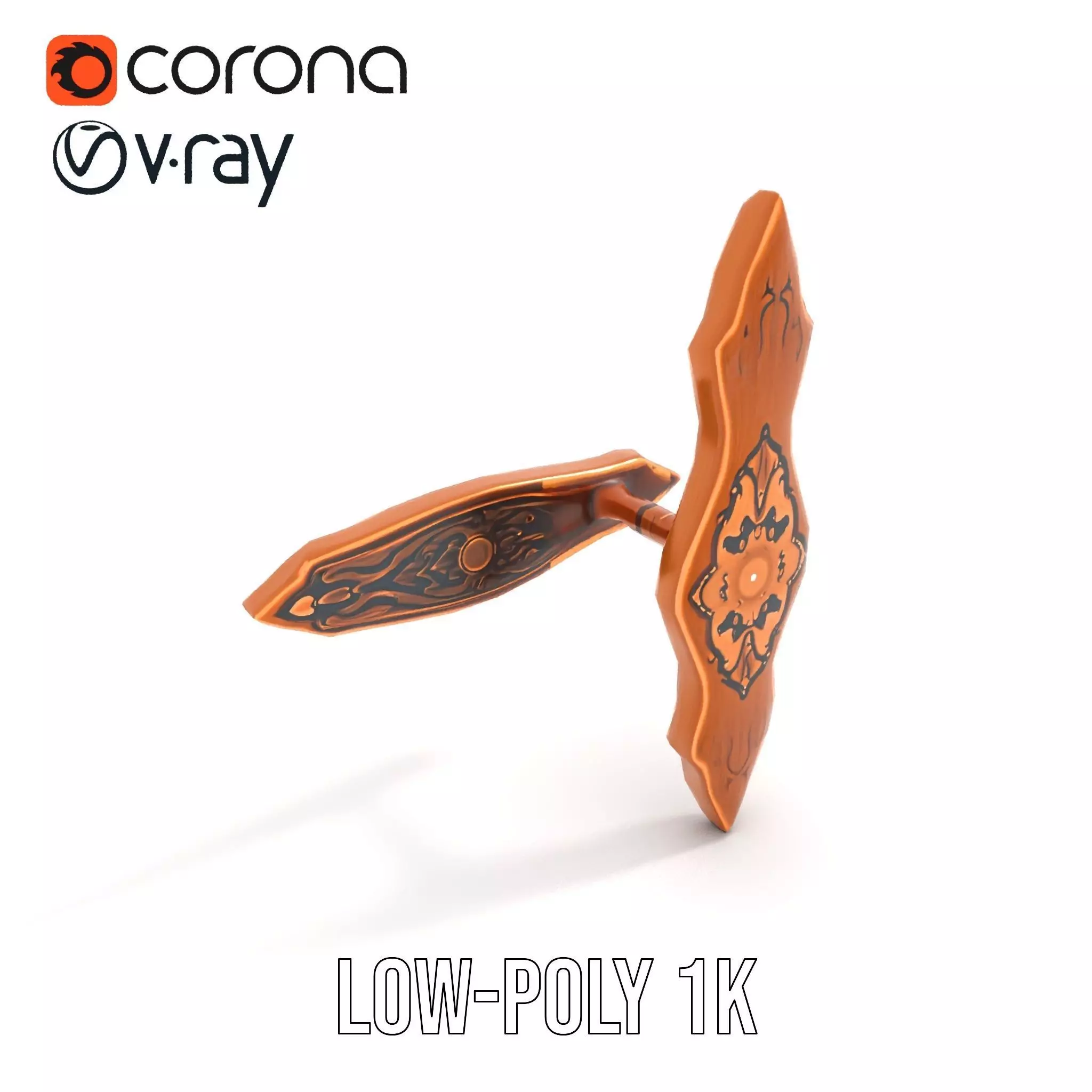 Ornate Copper Handle model pack Low-poly 3D model_9