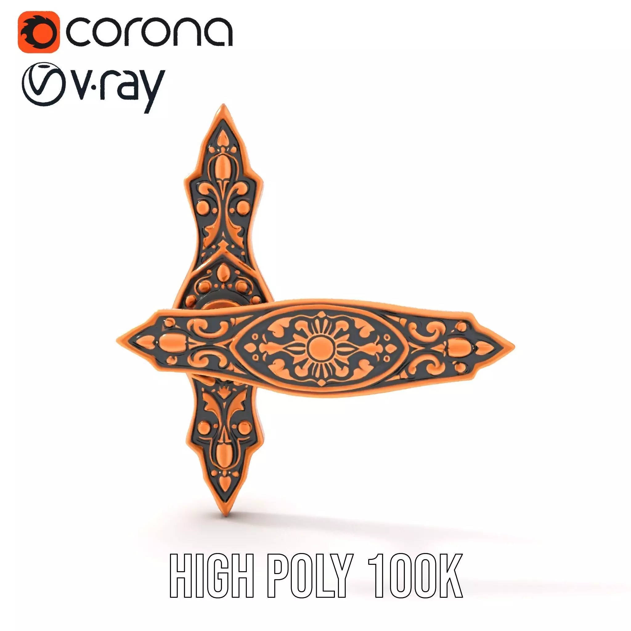 Ornate Copper Handle model pack Low-poly 3D model_23