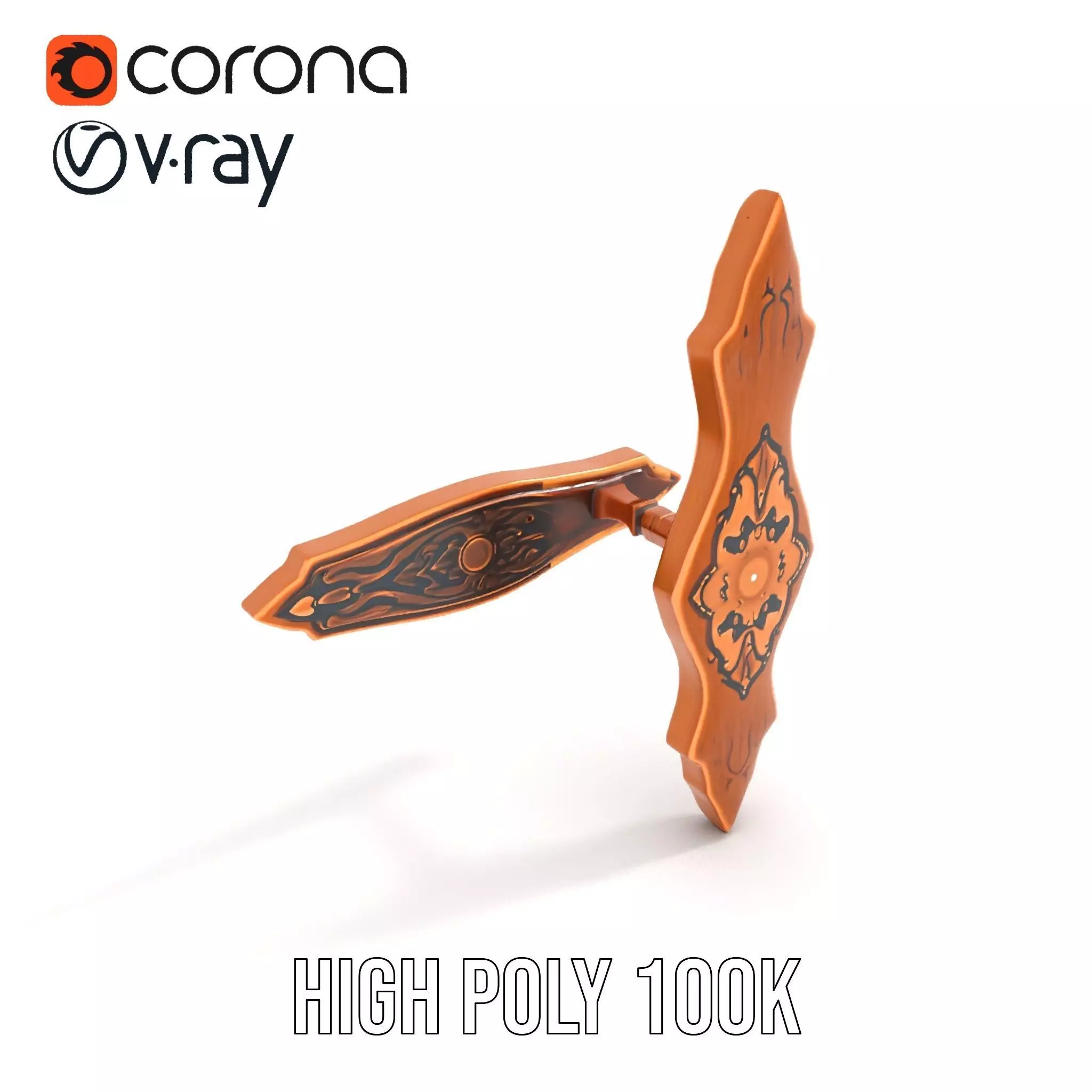 Ornate Copper Handle model pack Low-poly 3D model_20