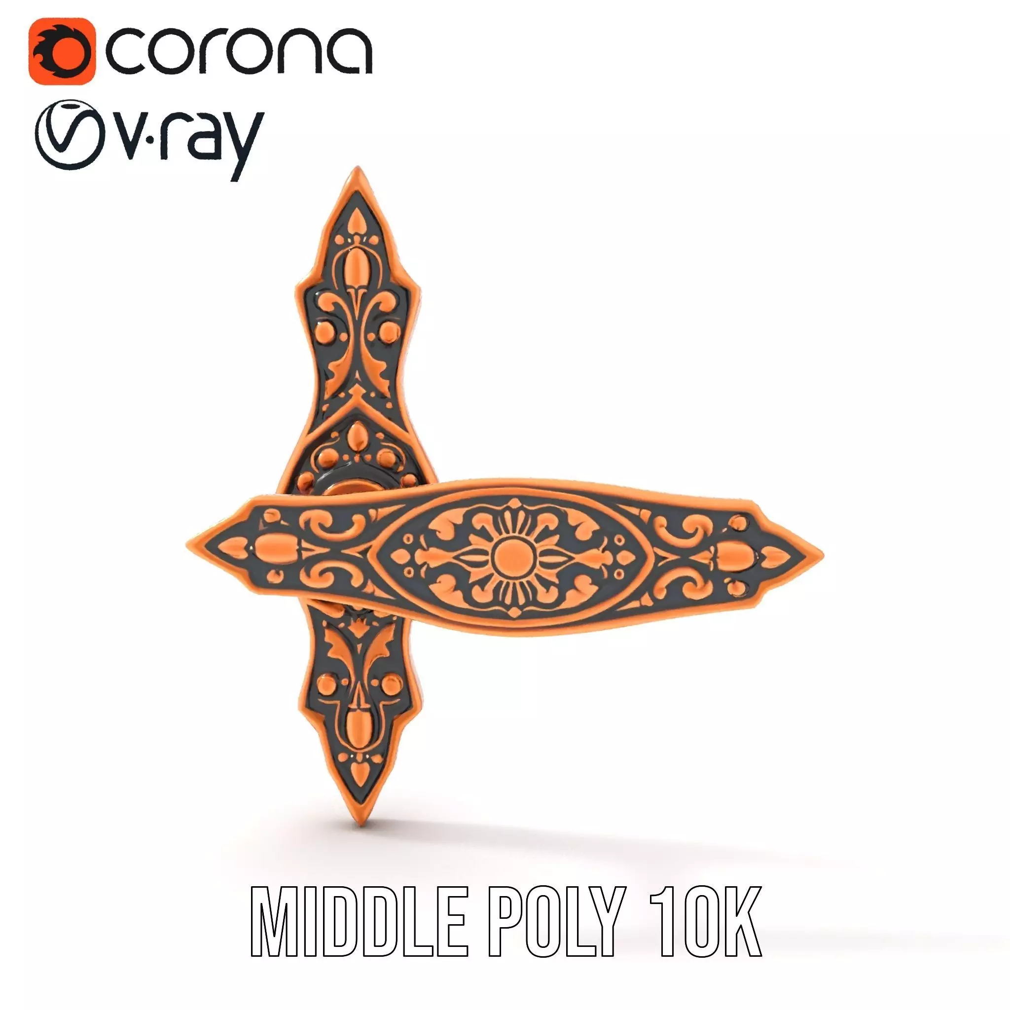 Ornate Copper Handle model pack Low-poly 3D model_6