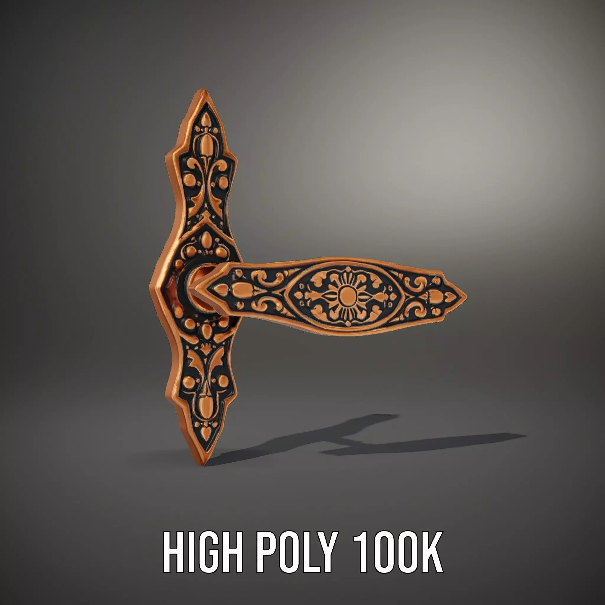 Ornate Copper Handle model pack Low-poly 3D model_8