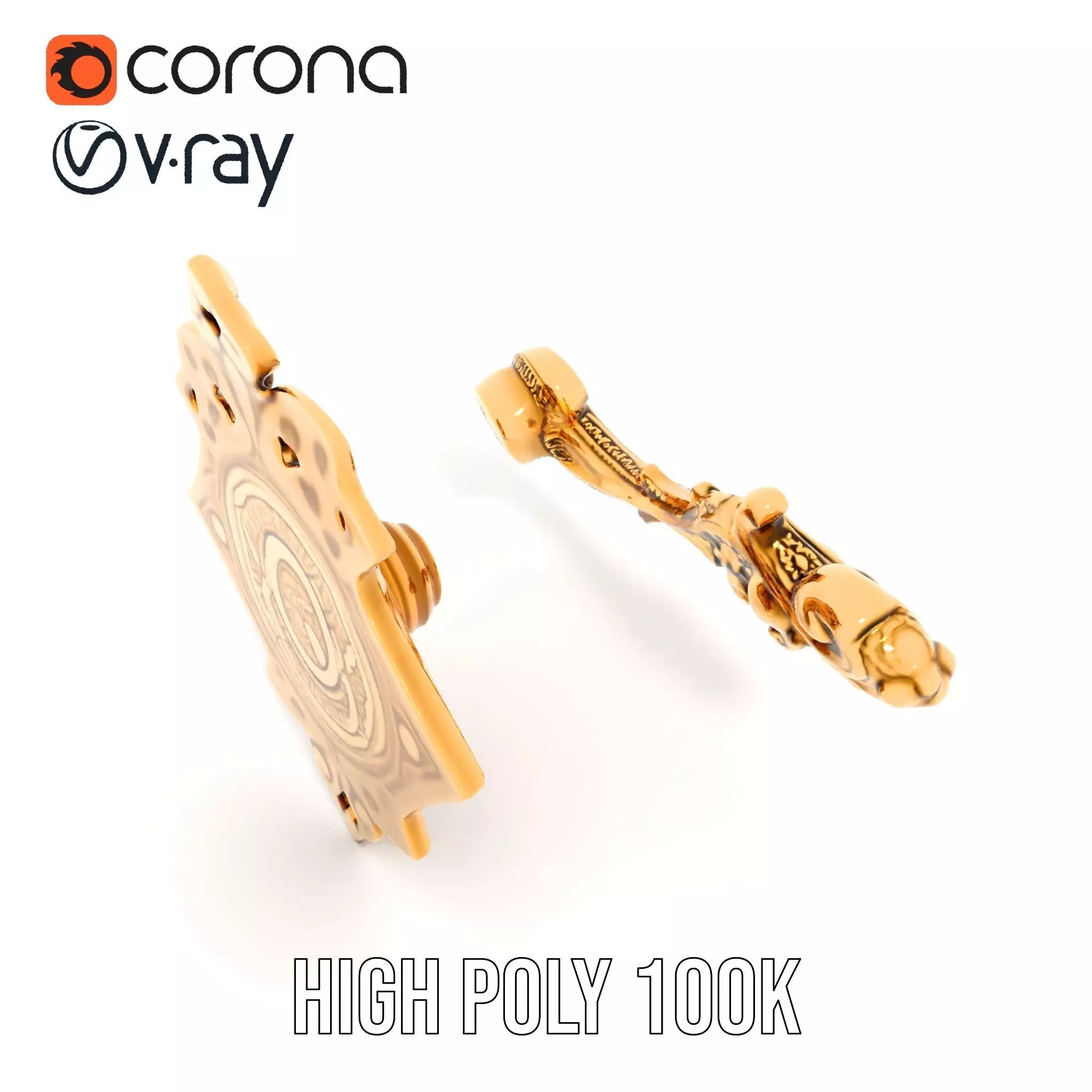 Ornate Gold Handle model pack Low-poly 3D model_28