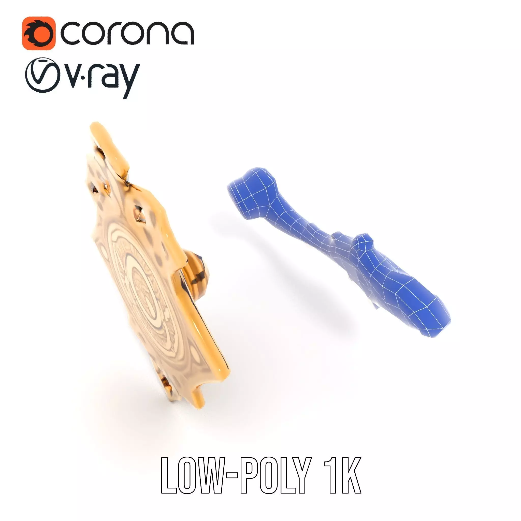 Ornate Gold Handle model pack Low-poly 3D model_20