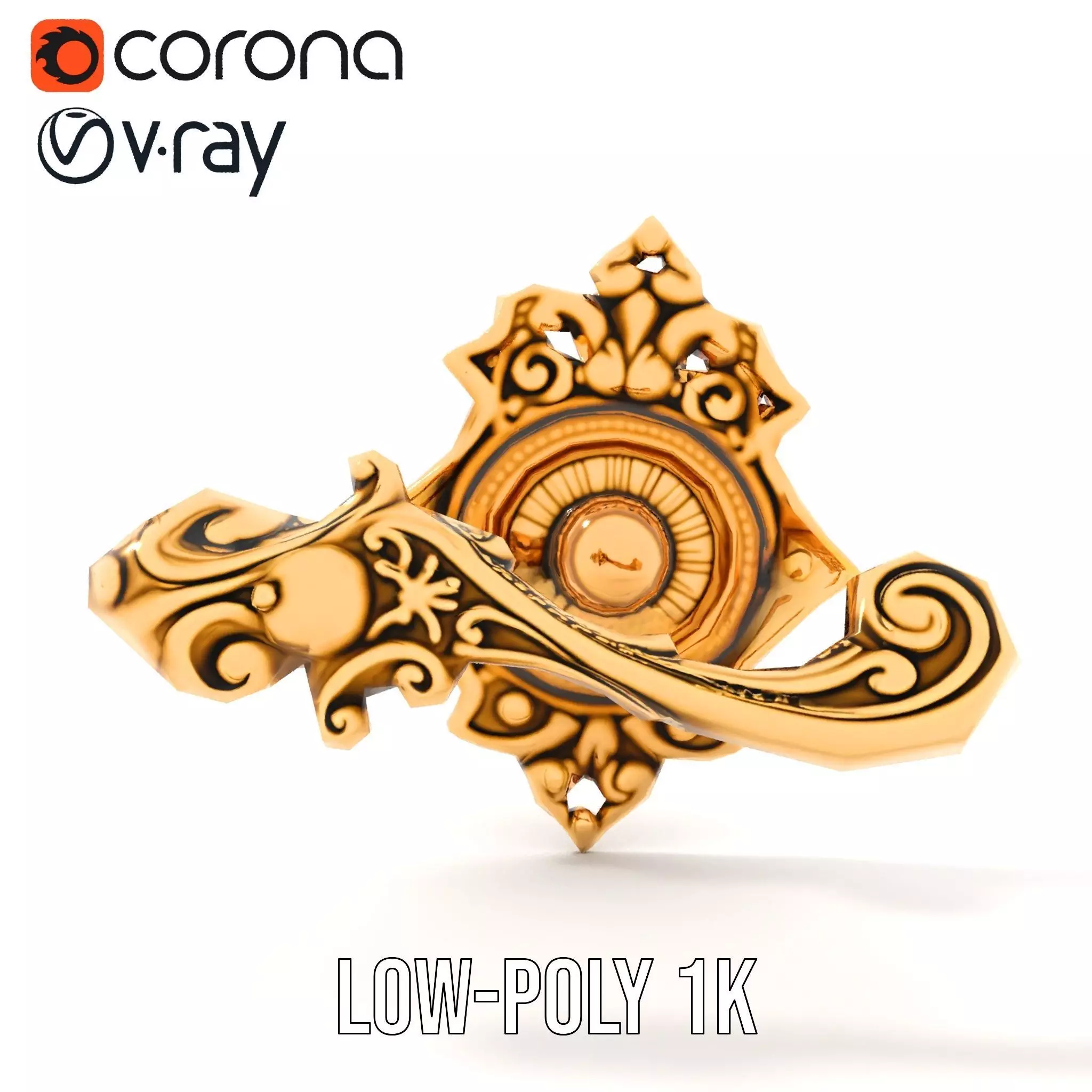 Ornate Gold Handle model pack Low-poly 3D model_17