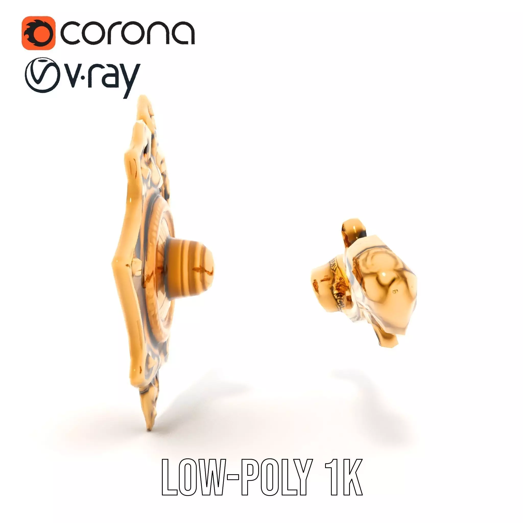 Ornate Gold Handle model pack Low-poly 3D model_24