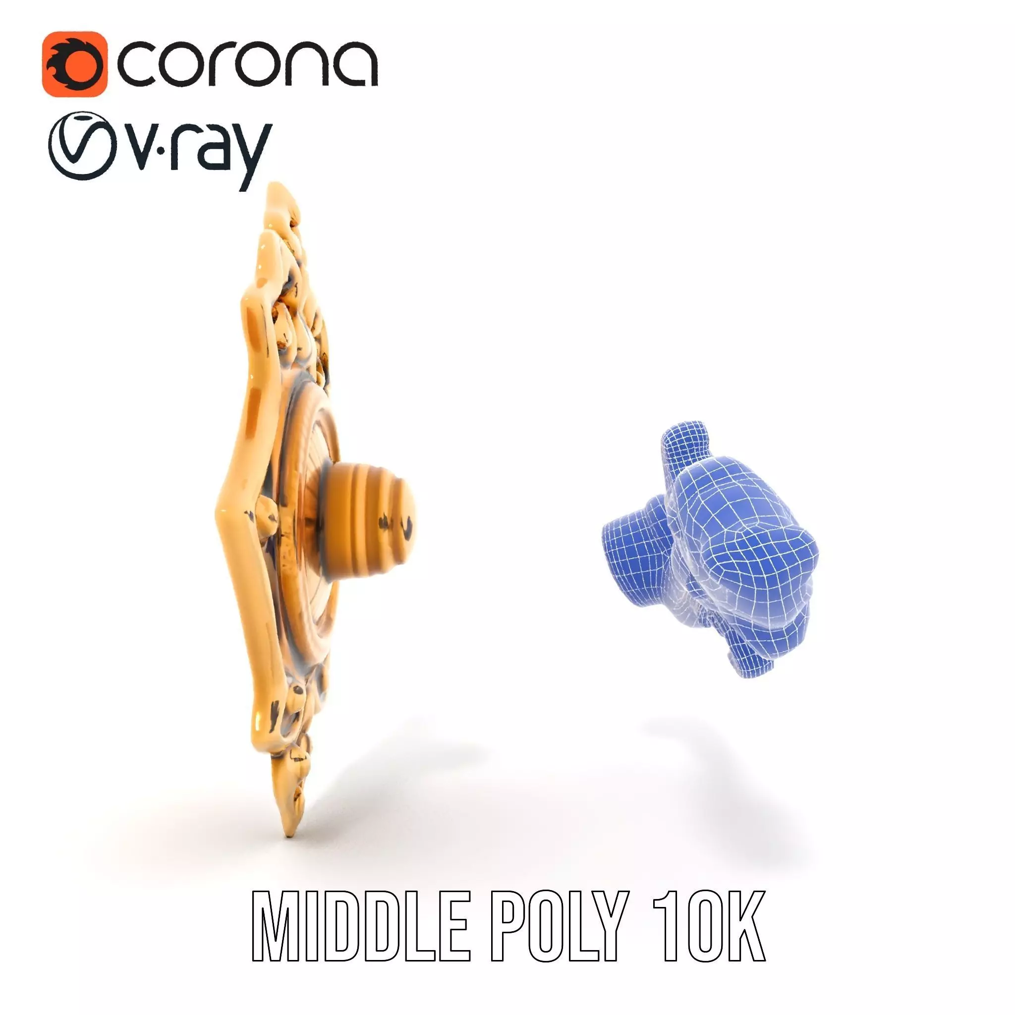 Ornate Gold Handle model pack Low-poly 3D model_29