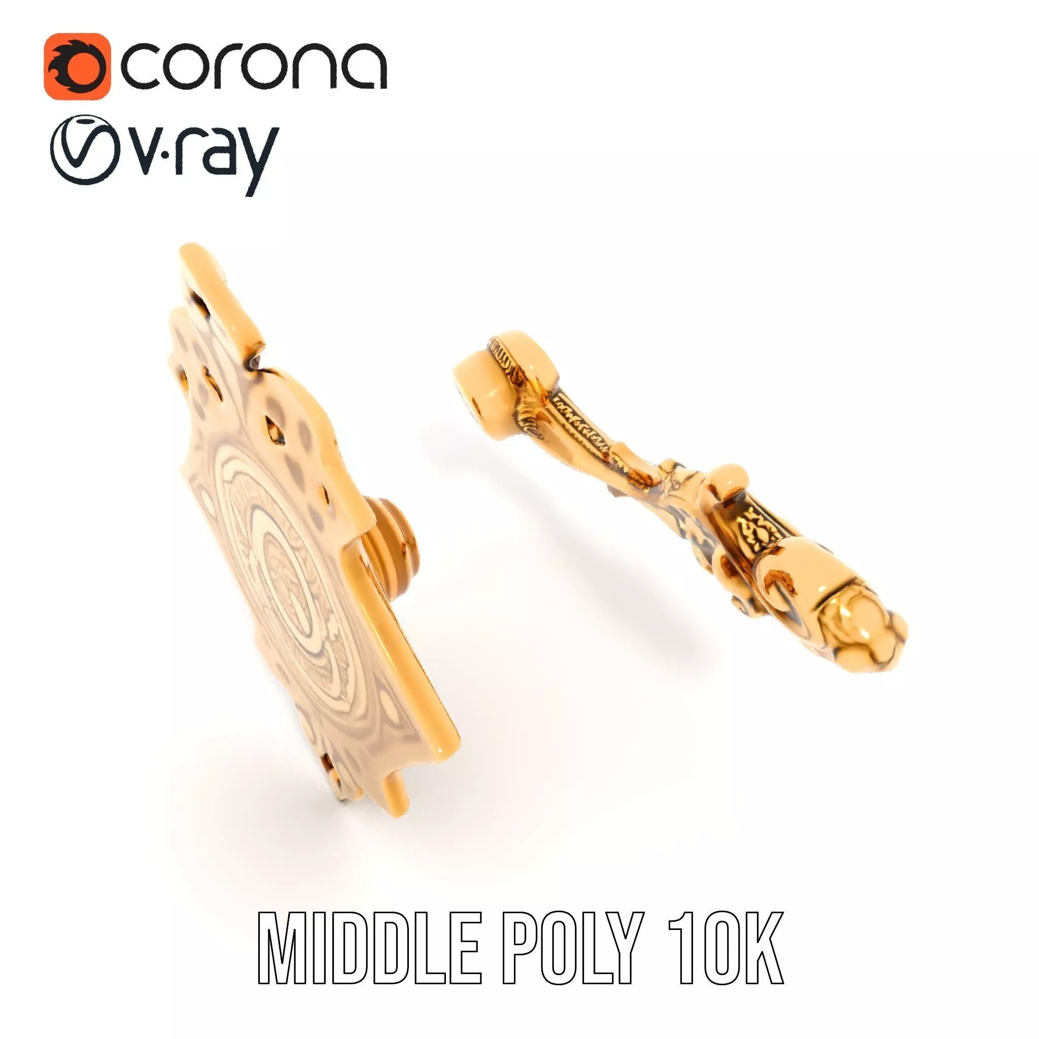 Ornate Gold Handle model pack Low-poly 3D model_11