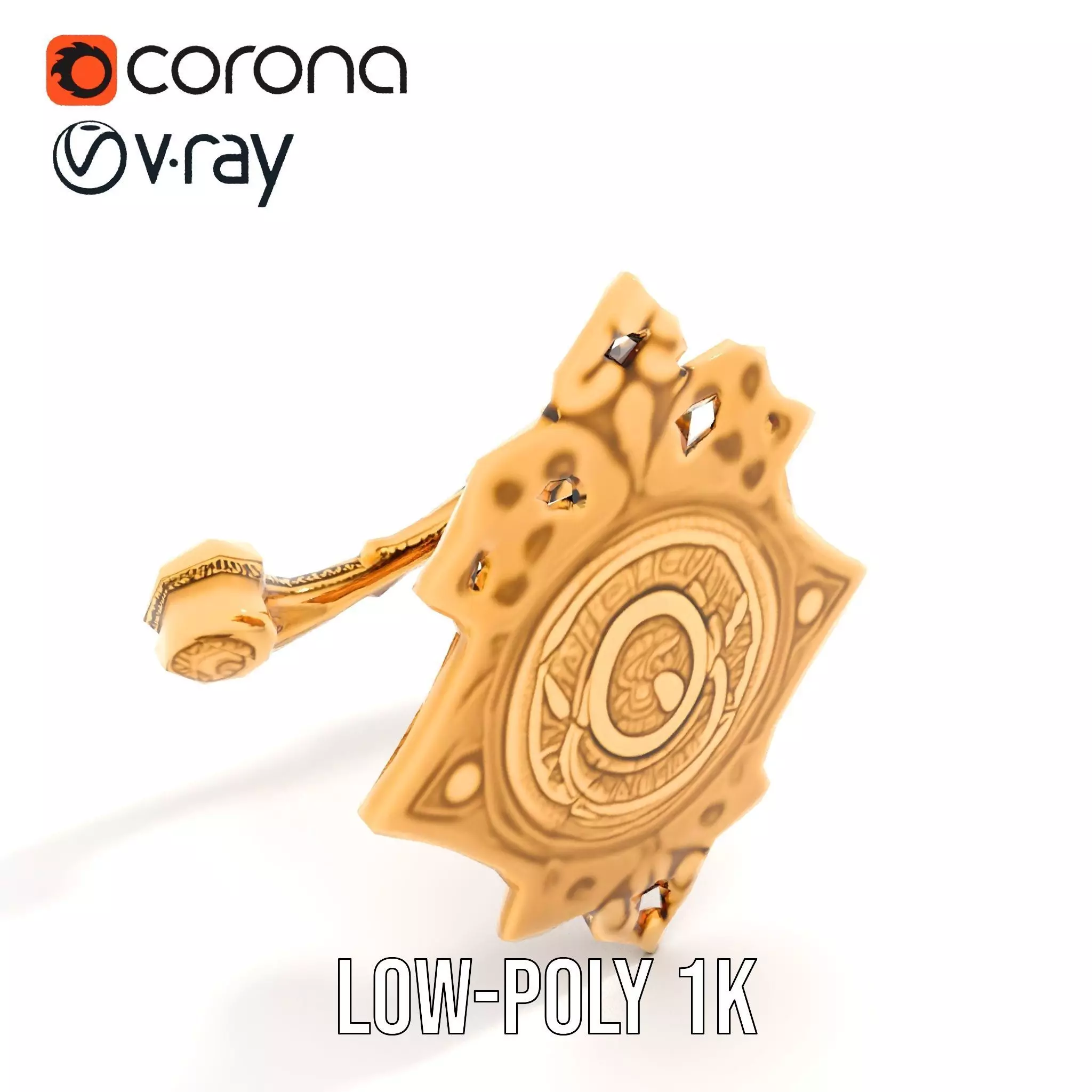 Ornate Gold Handle model pack Low-poly 3D model_9